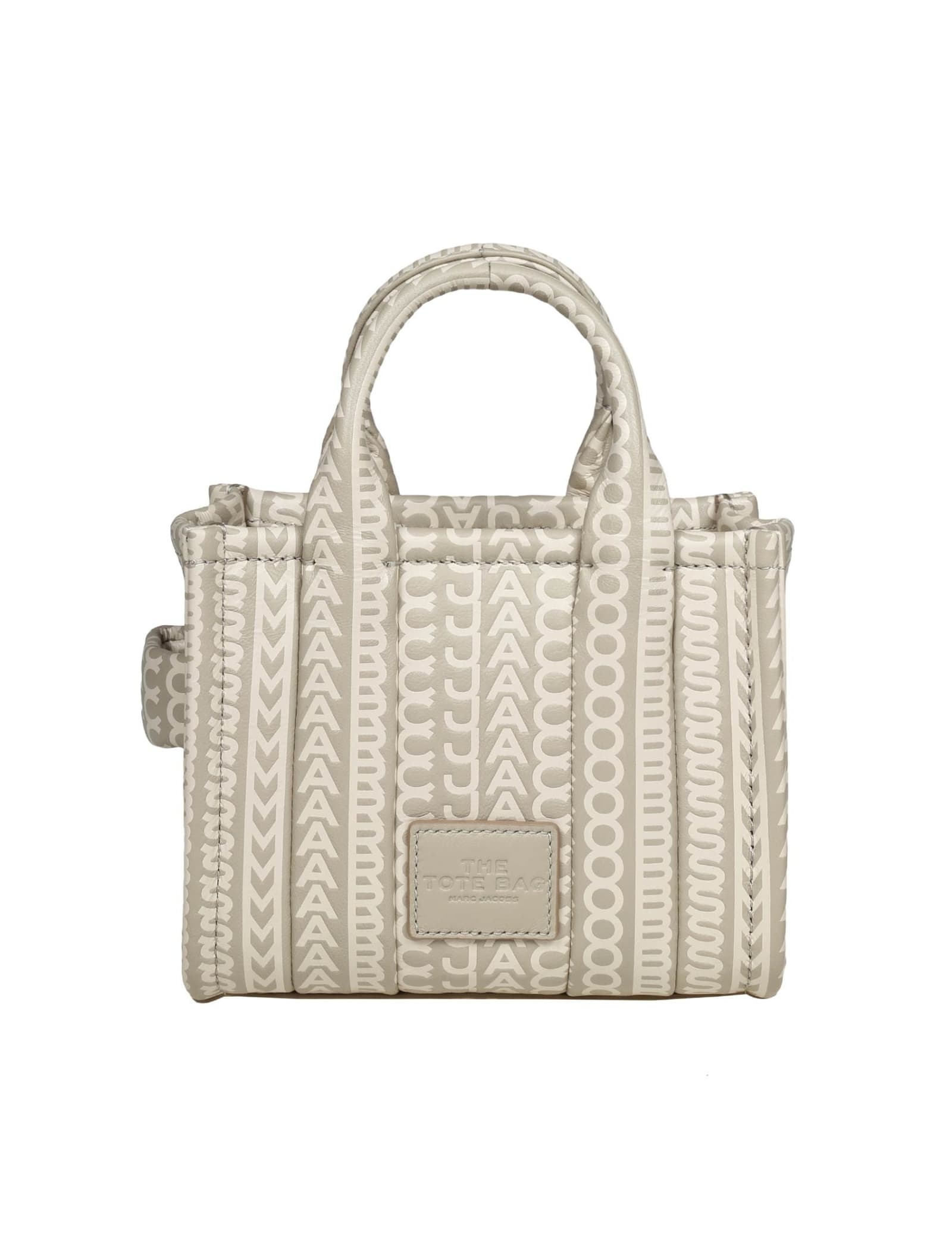 Shop Marc Jacobs Micro Tote In Monogram Leather In Neutrals