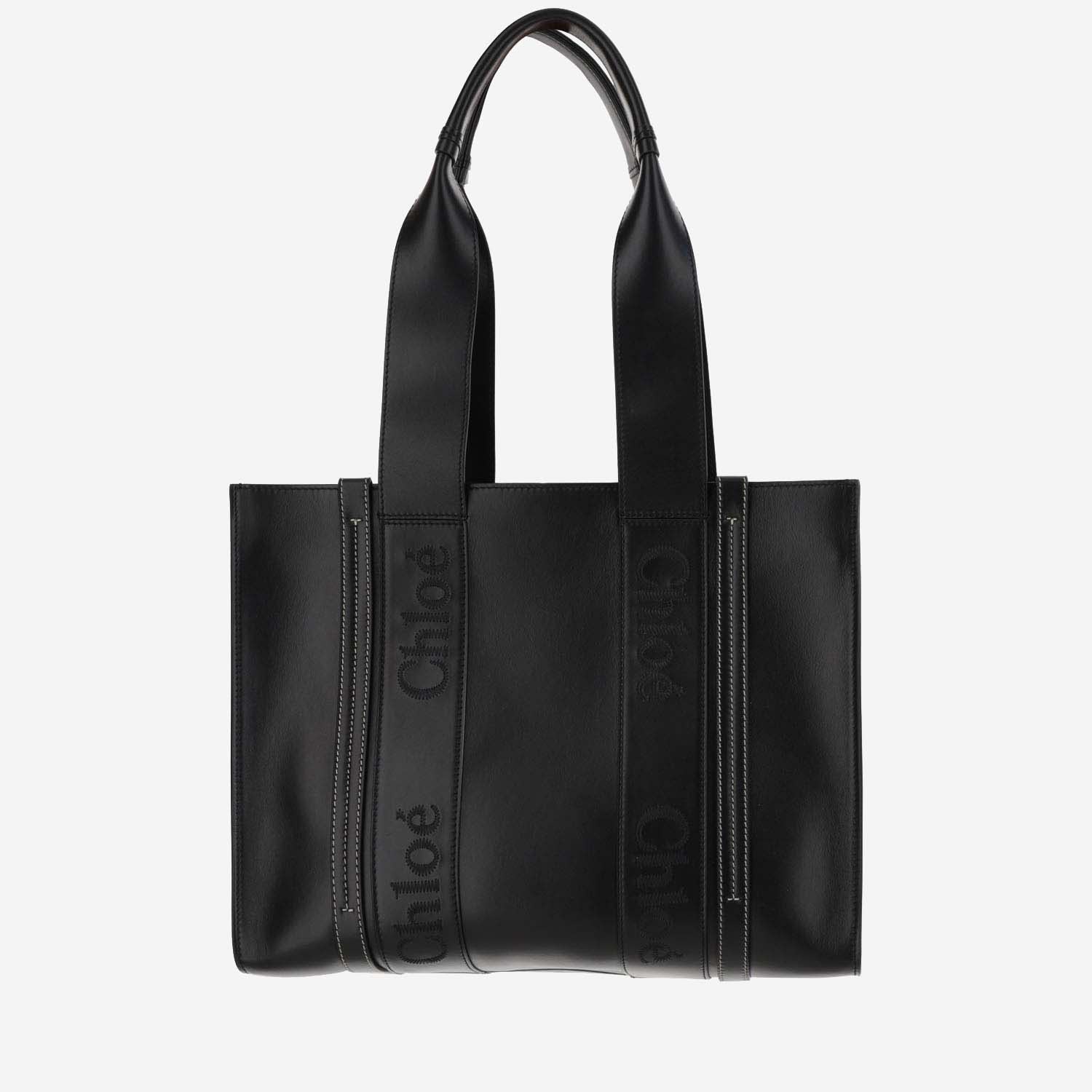 Shop Chloé Medium Woody Tote Bag In Black