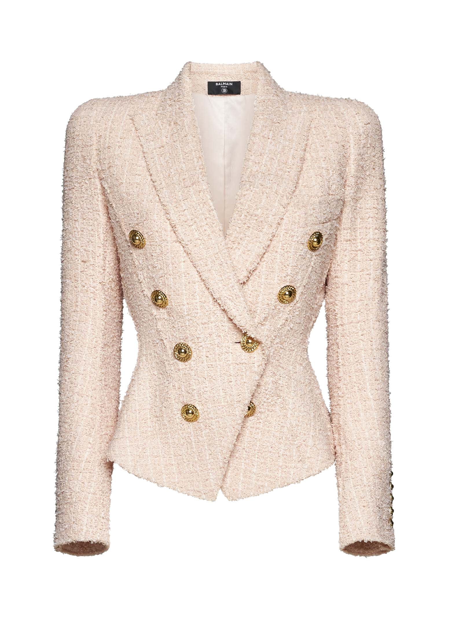 Shop Balmain Blazer In Nude Rosè