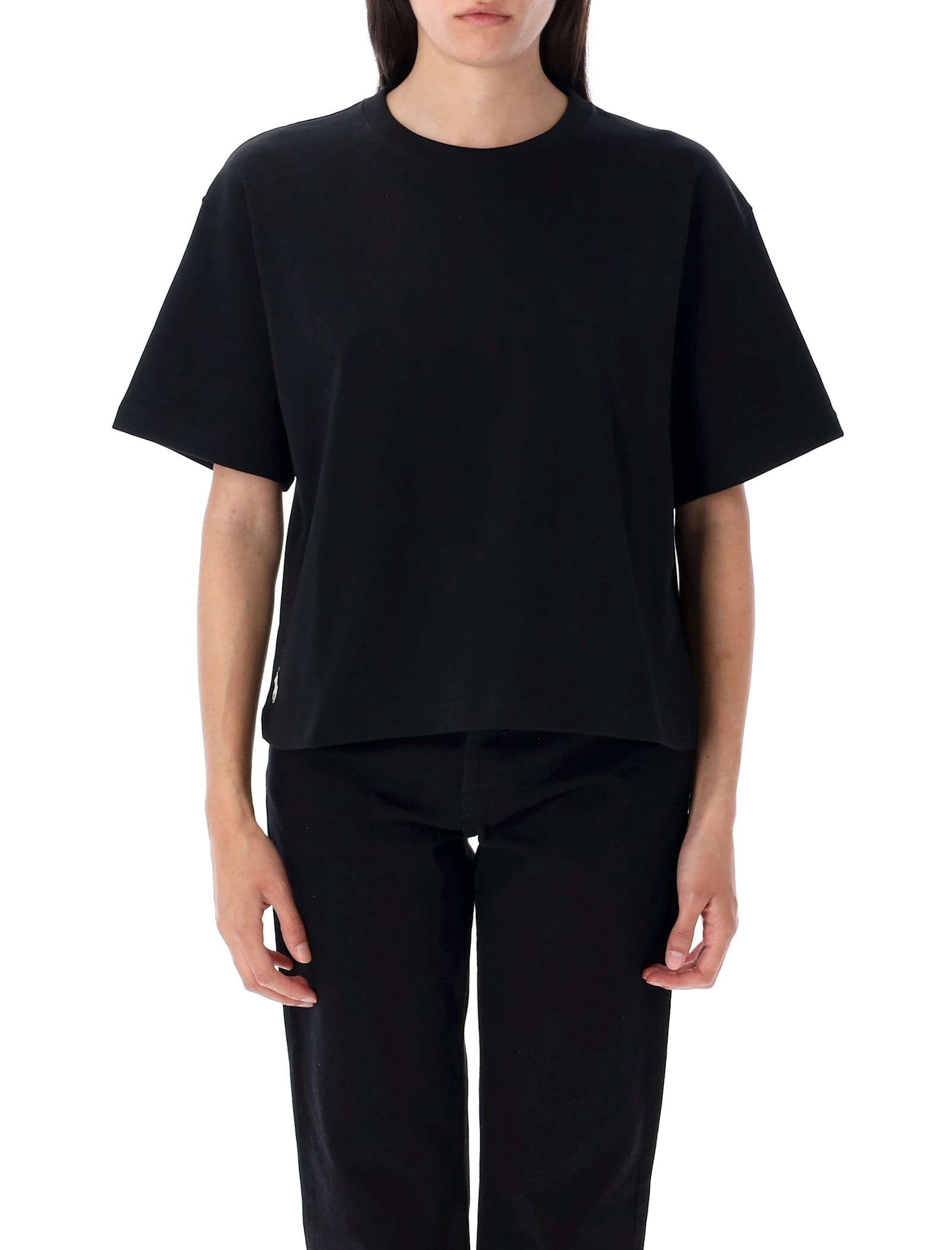 Polo Ralph Lauren Relaxed Crop Fit Cotton Jersey Tee In Black