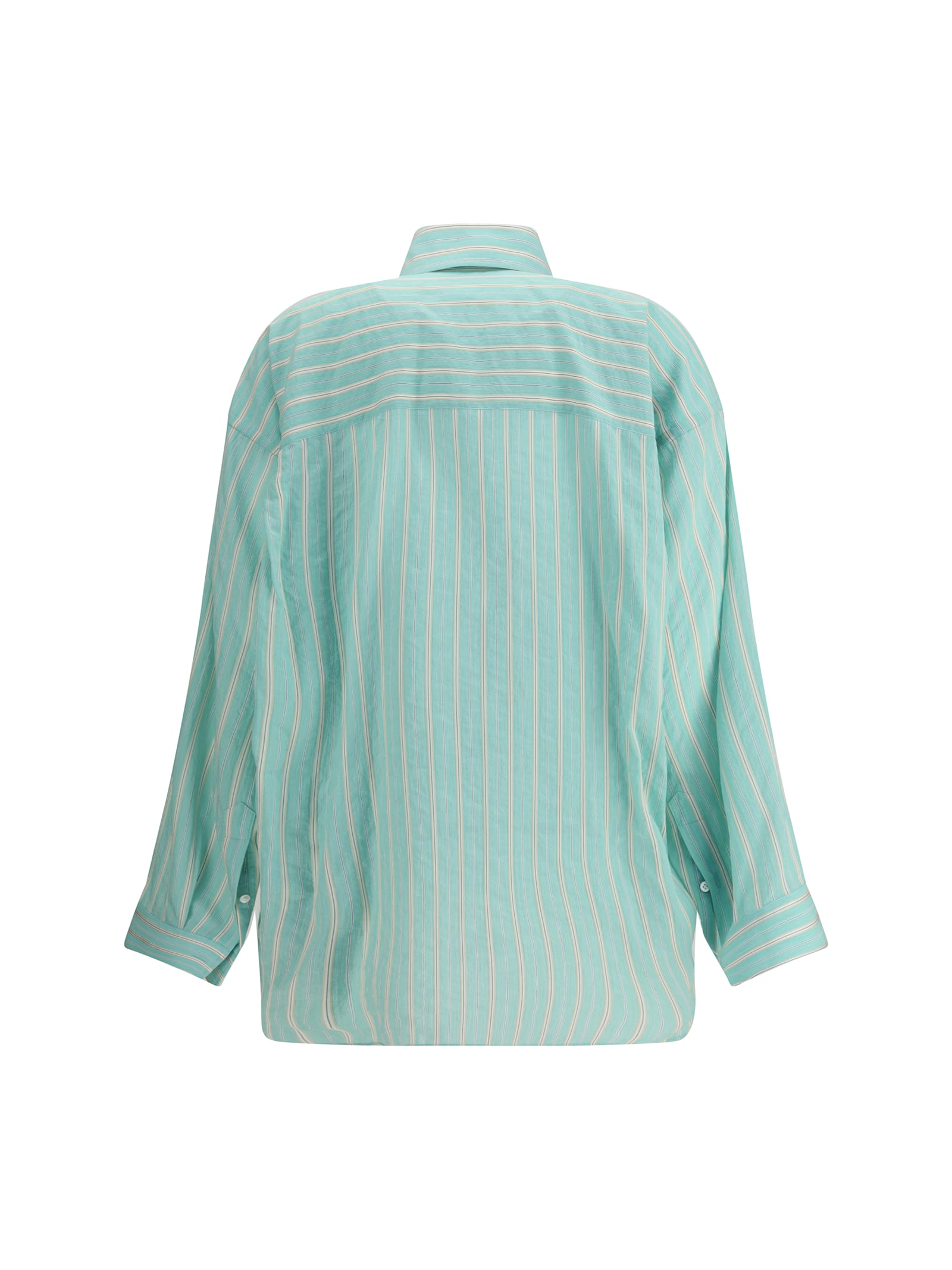 Balenciaga Striped Cocoon Shirt In Green