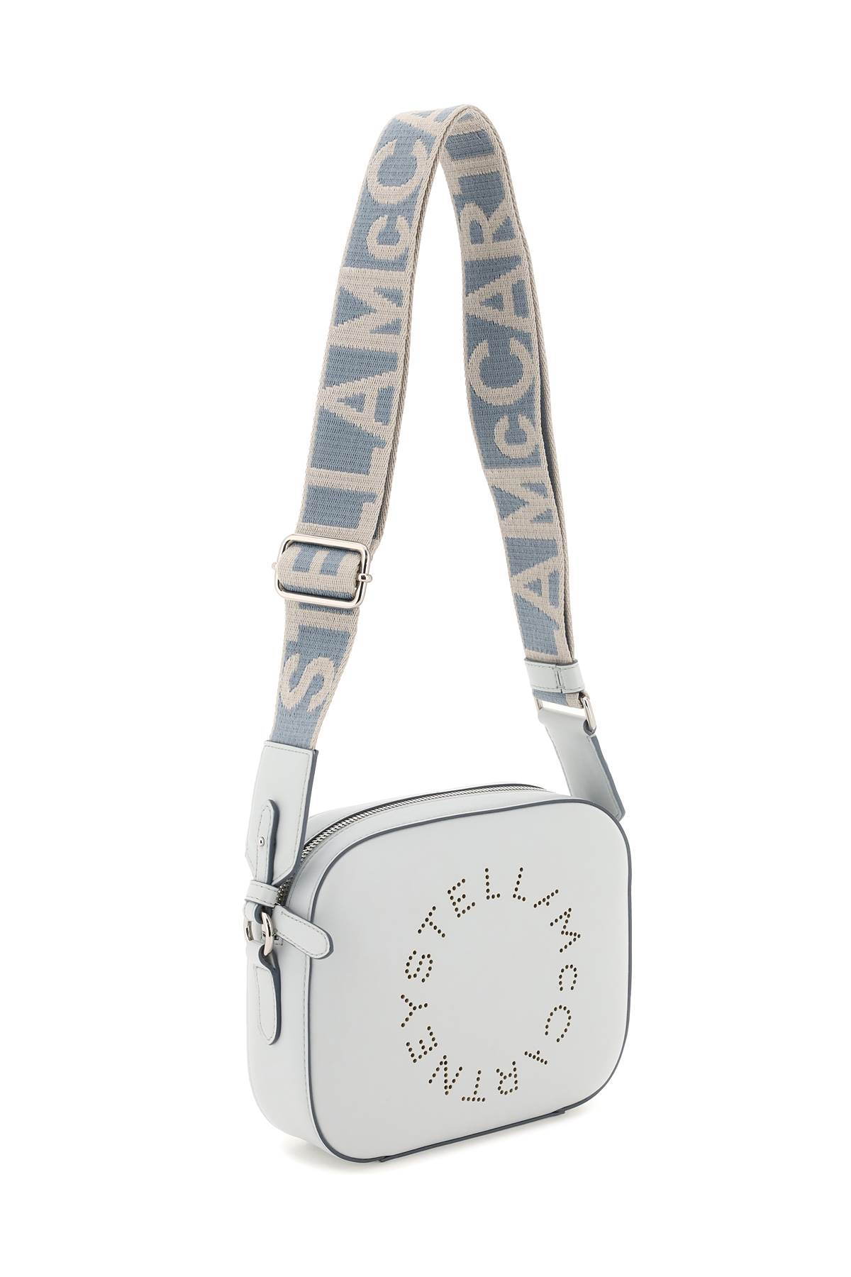 Shop Stella Mccartney Camera Bag With Perforated Stella Logo In Azzurro Chiaro