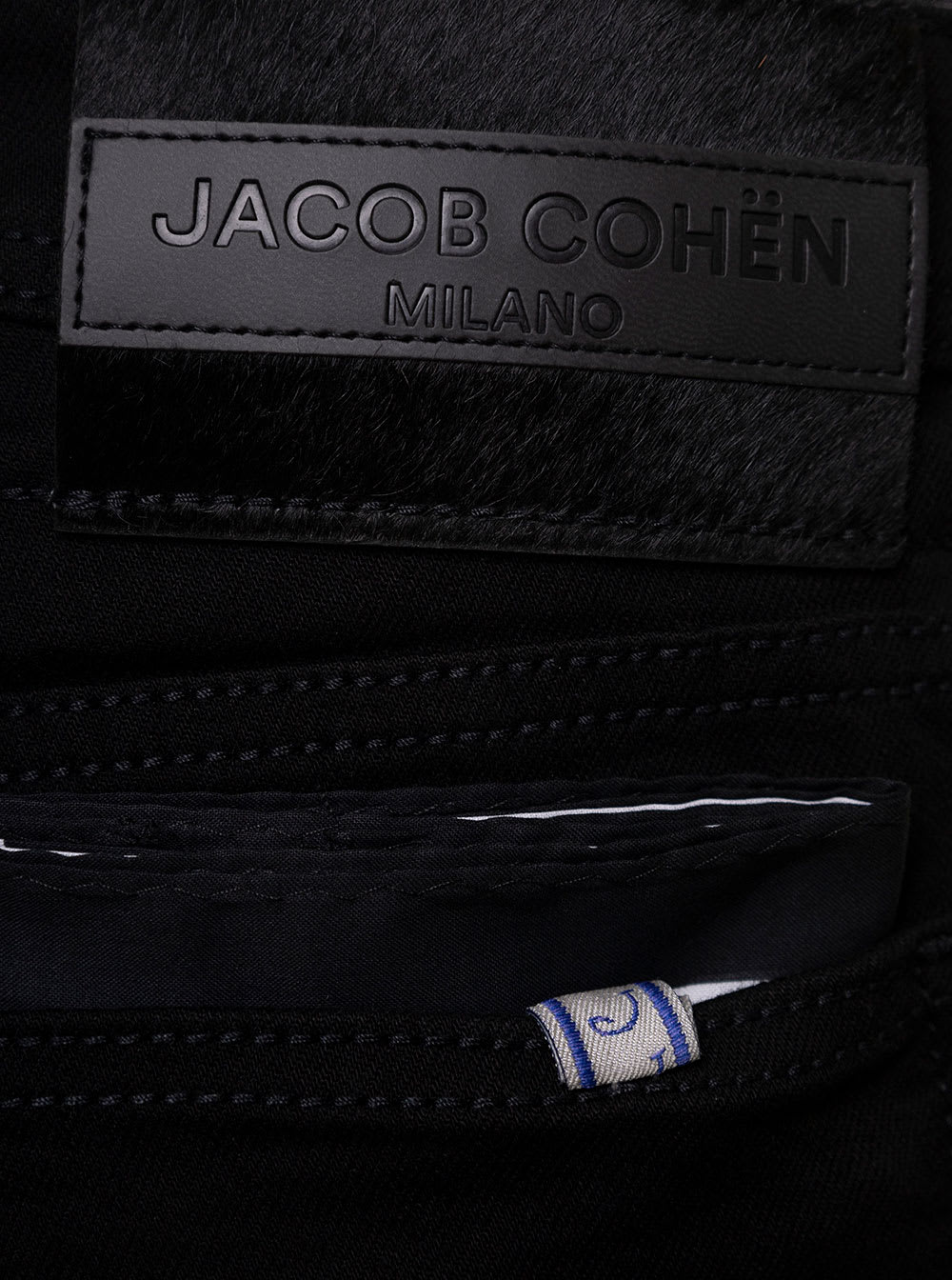 JACOB COHEN BARD BLACK SLIM JEANS WITH LOGO PATCH IN COTTON BLEND DENIM MAN