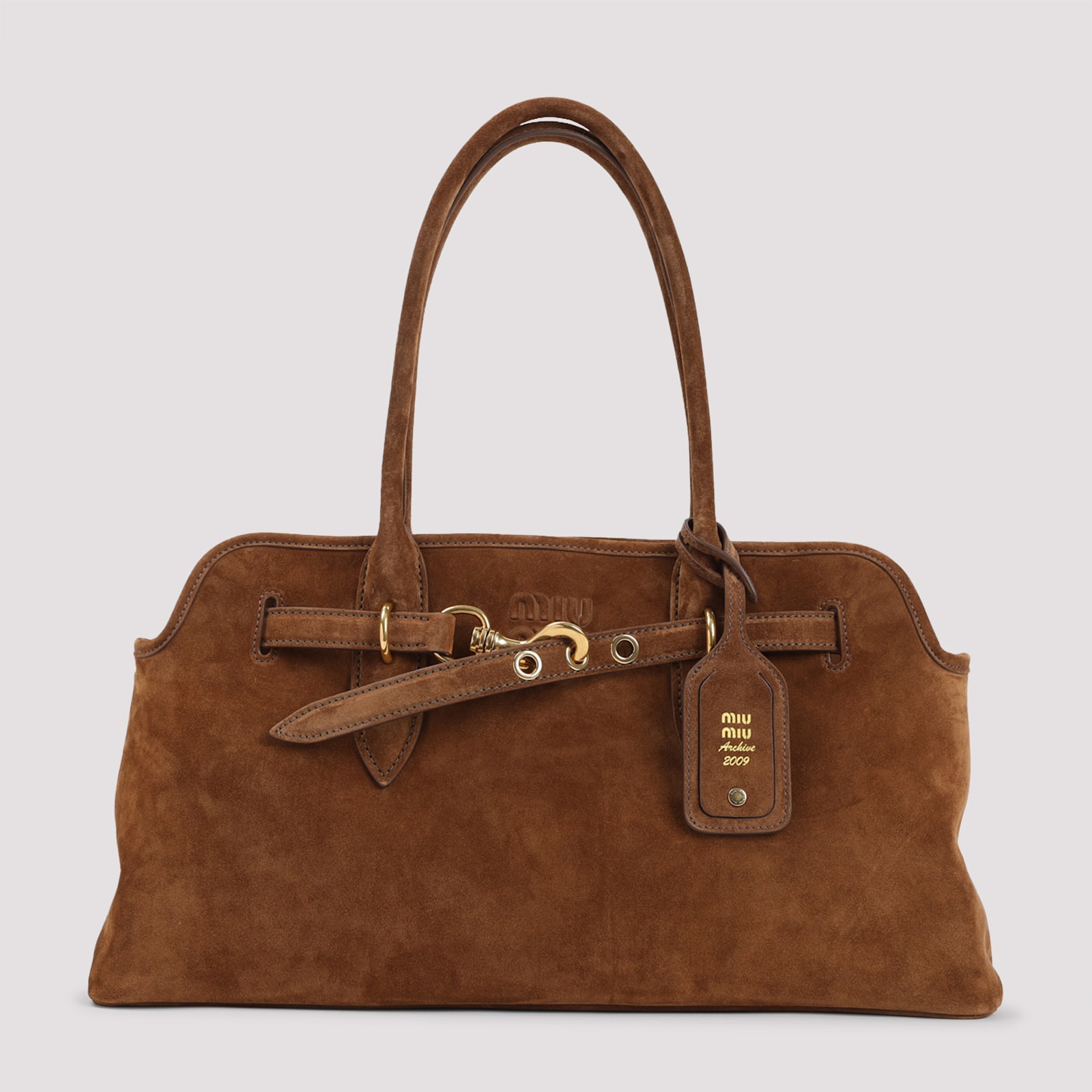 Miu Miu Adventure Lamb Leather Shoulder Bag In Brown