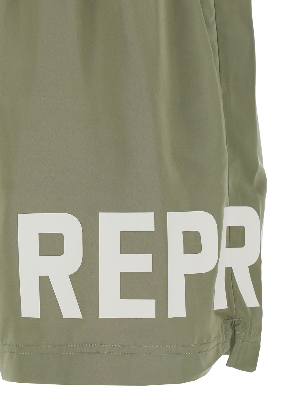 Represent Green Swim Shorts With Elastic Drawstring Waist And Logo Lettering Print In Tech Fabric Man
