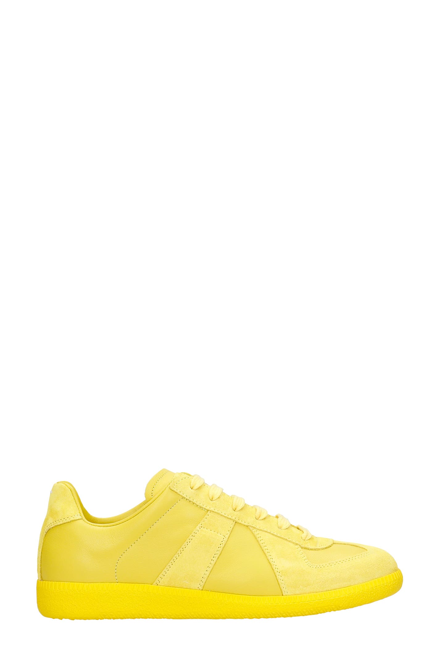 Maison Margiela Replica Sneakers In Yellow Suede And Leather