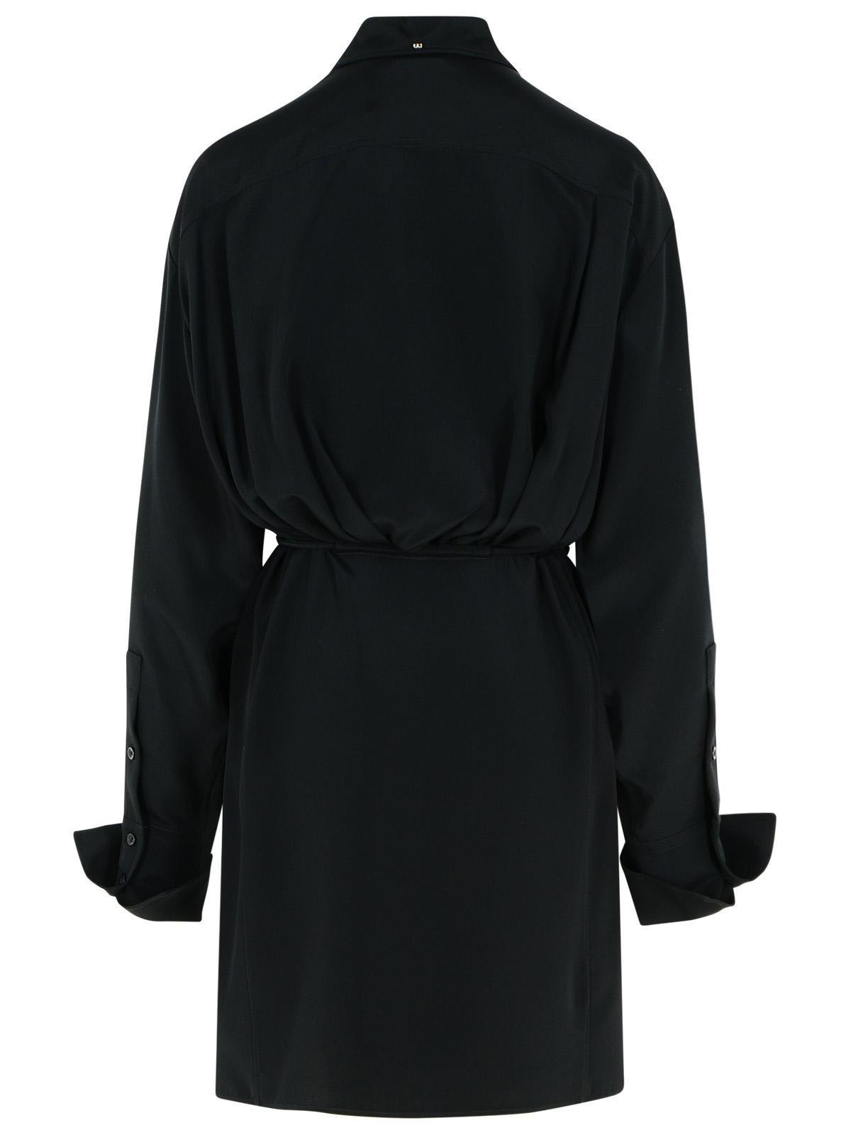 Sportmax Tied Waist Long-sleeved Dress In Nero
