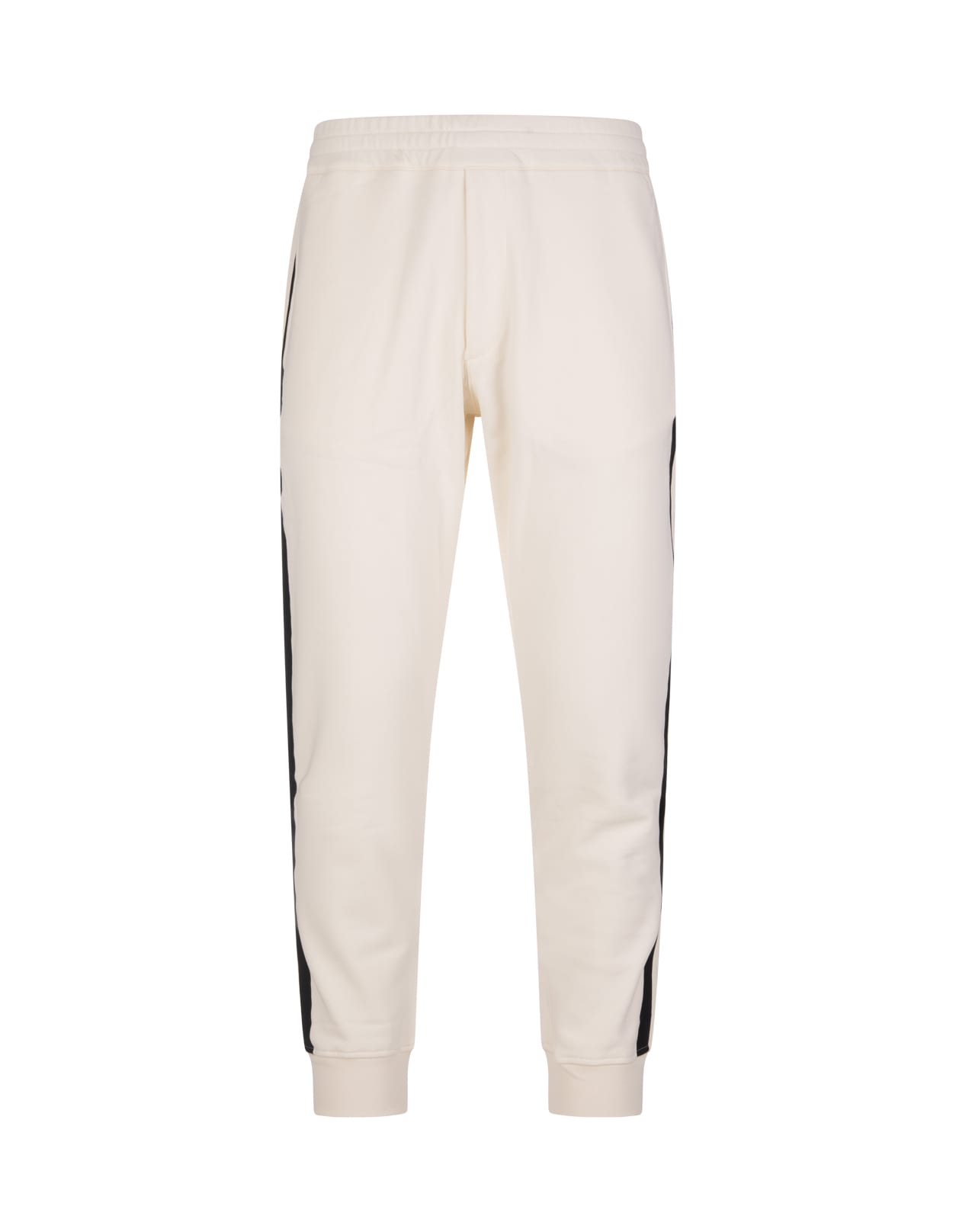 Alexander McQueen Man Ivory Joggers With Logoed Bands