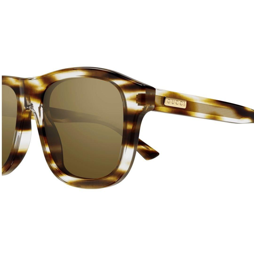 Shop Gucci Square Frame Sunglasses In Havana-havana-bronze