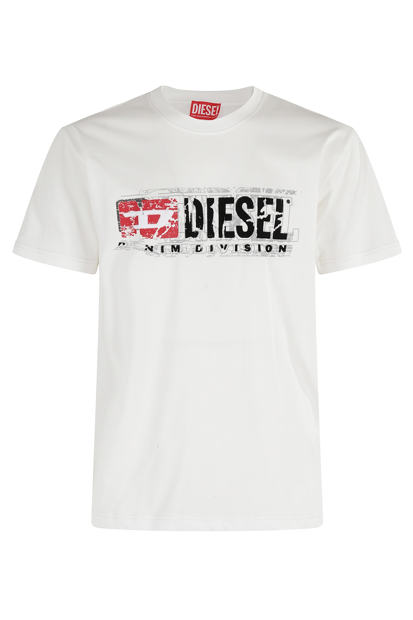 Diesel Crewneck Graphic Print T-shirt With Velvet Logo In White