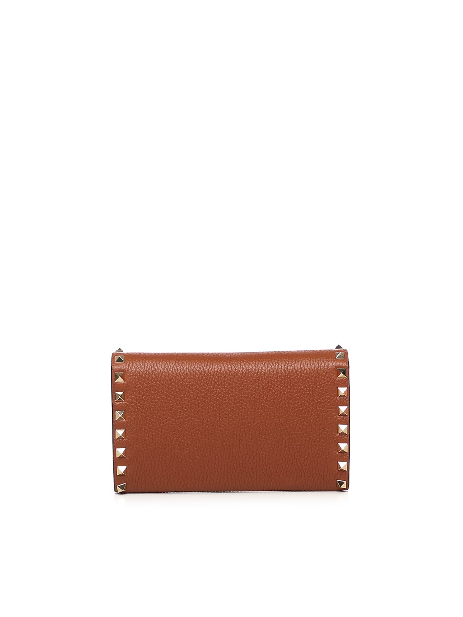 Valentino Rockstud Leather Wallet With Chain