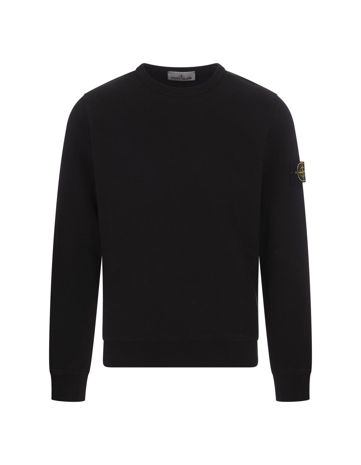 Shop Stone Island Crew-neck Sweatshirt In Black Gauzed Cotton