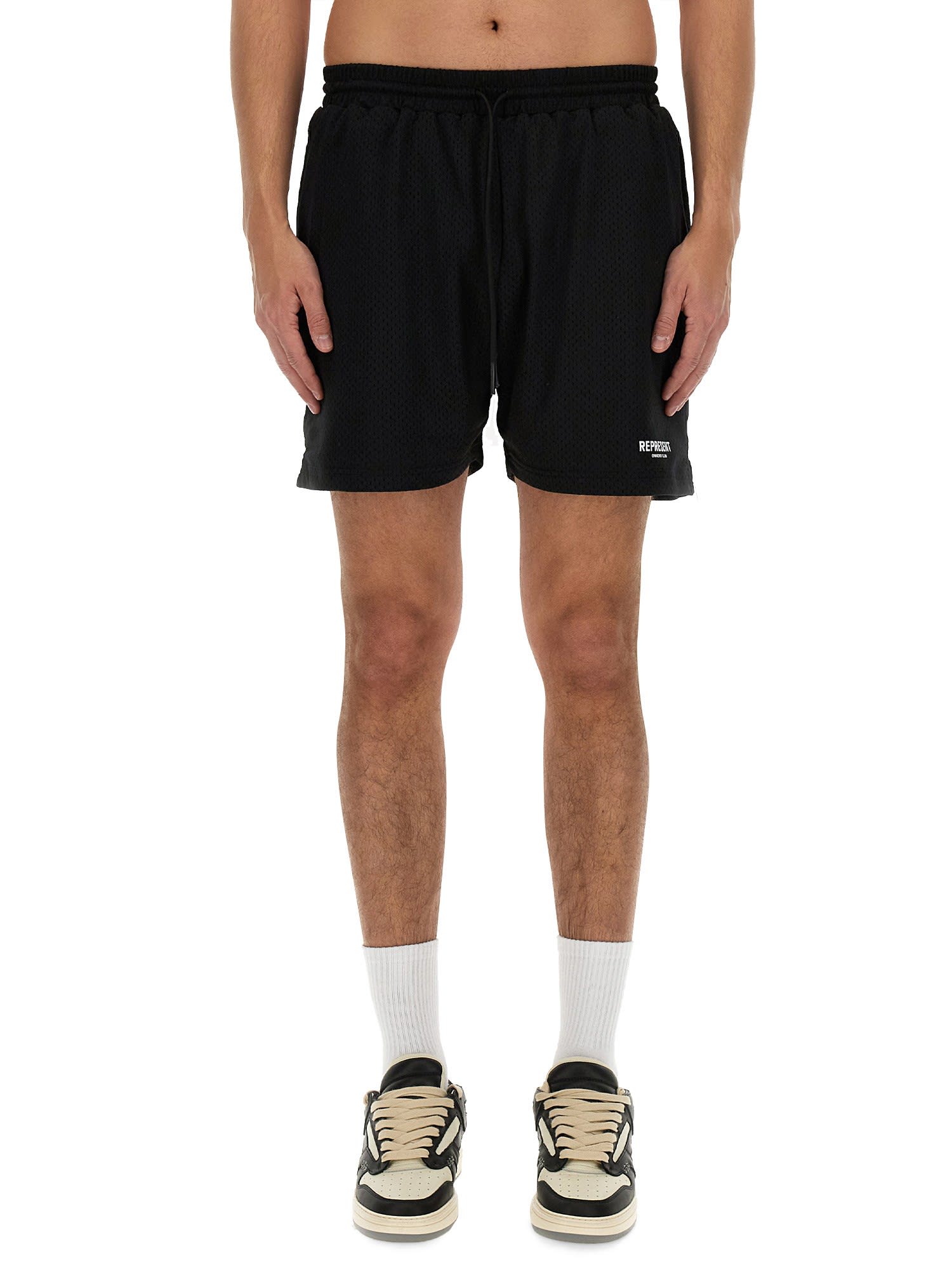 Represent Mesh Bermuda Shorts In Black