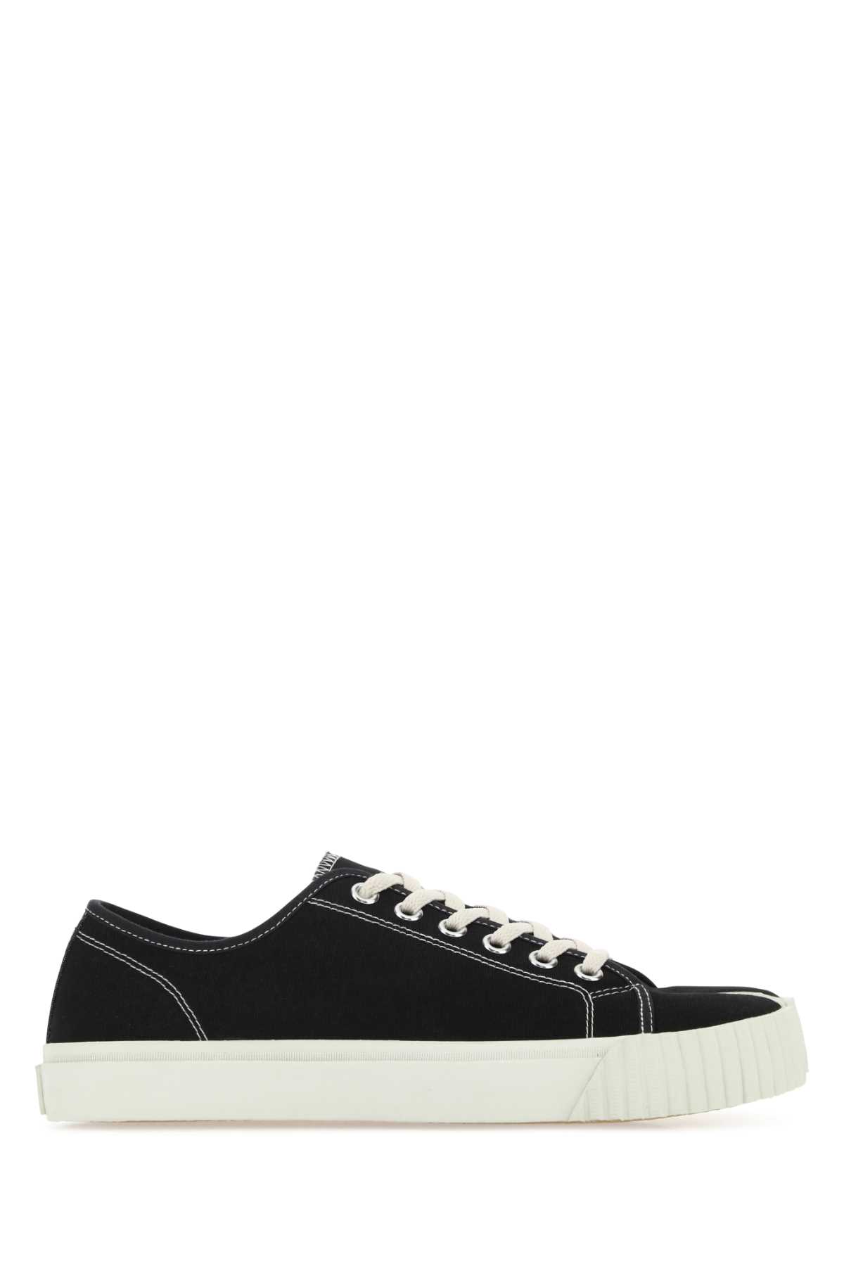 Shop Maison Margiela Black Canvas Tabi Sneakers In H0958