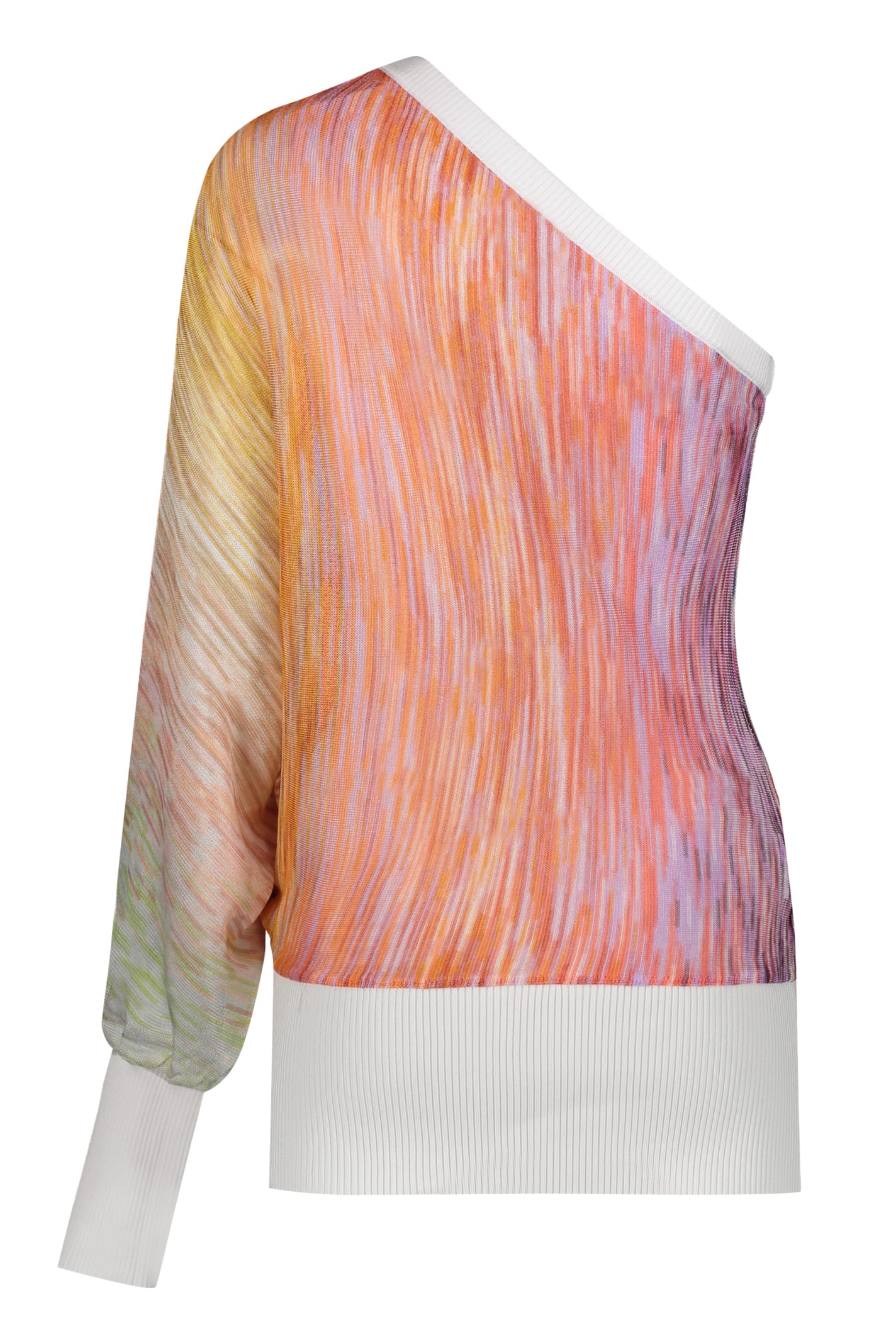 Shop Missoni Knitted One-shoulder Top In Multicolor