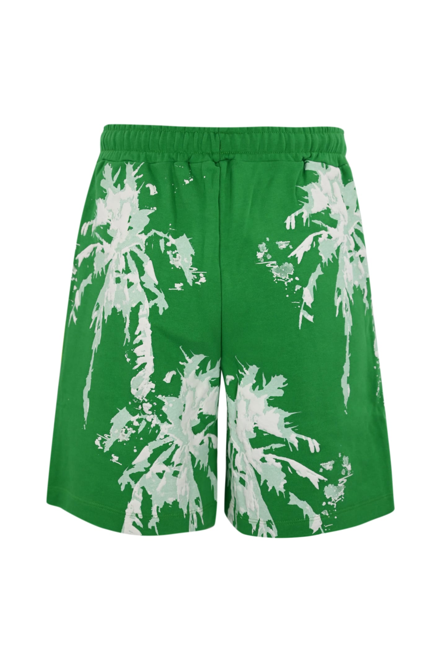Shop Barrow Fleece Bermuda Shorts With 3d Palm Tree Print In Fern Green