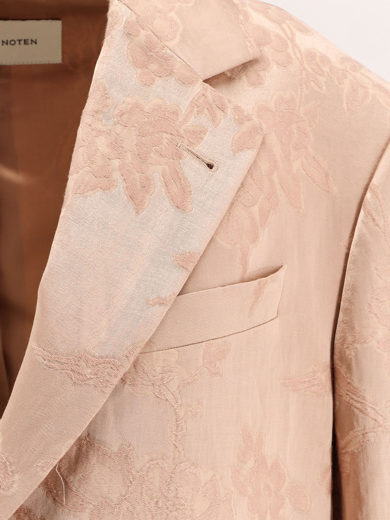 Dries Van Noten Jacquard Linen Blend Blazer With Floral Motif In Pink