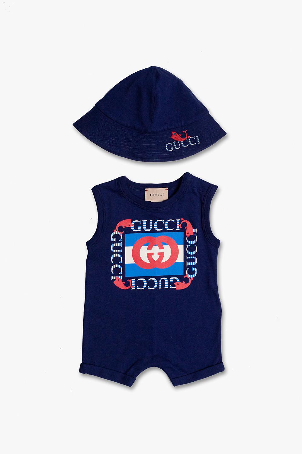 Gucci Babies' Bucket Hat & Body Set In Inchiostro