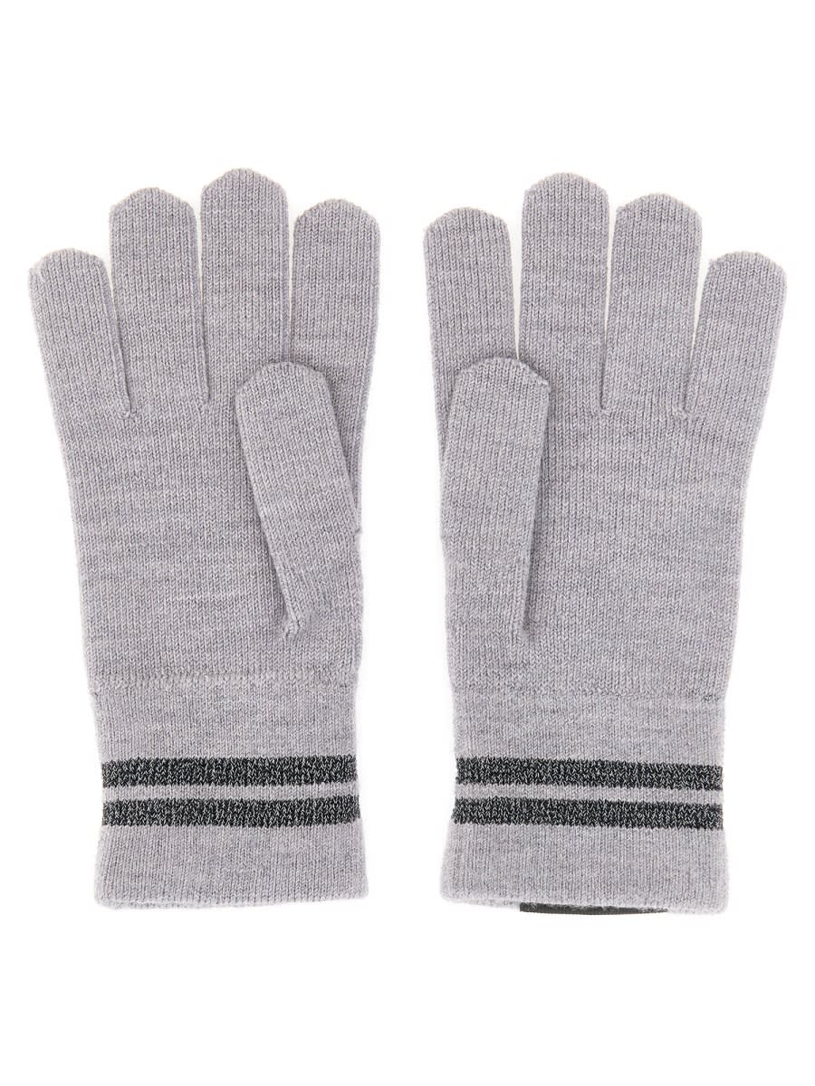 Shop Canada Goose Gloves With Stripes In Grey