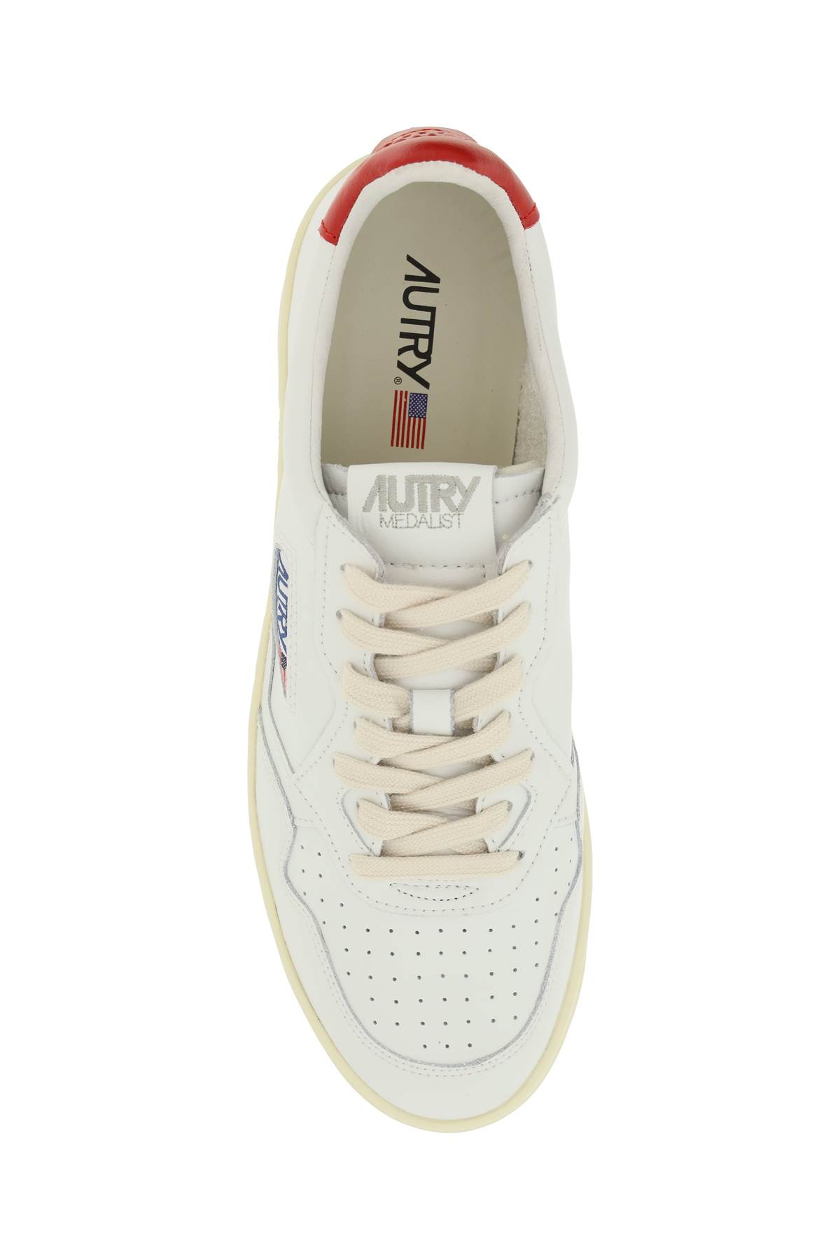 Autry Medalist Low Sneakers In White And Sandstorm Leather In White