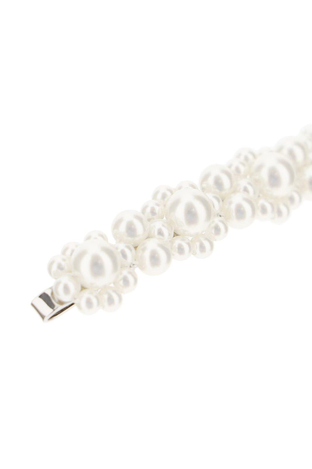 Shop Simone Rocha Pearl Embellished Hairclip In White/silver