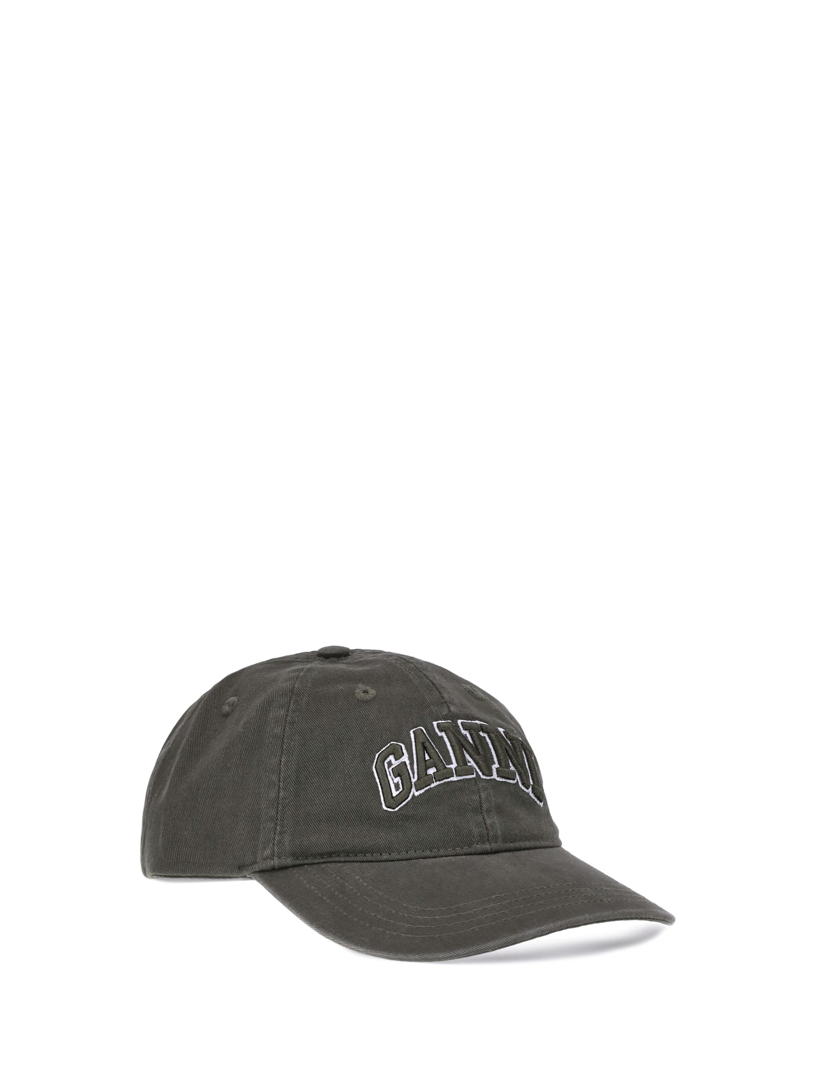 Ganni Logo Baseball Cap In Black