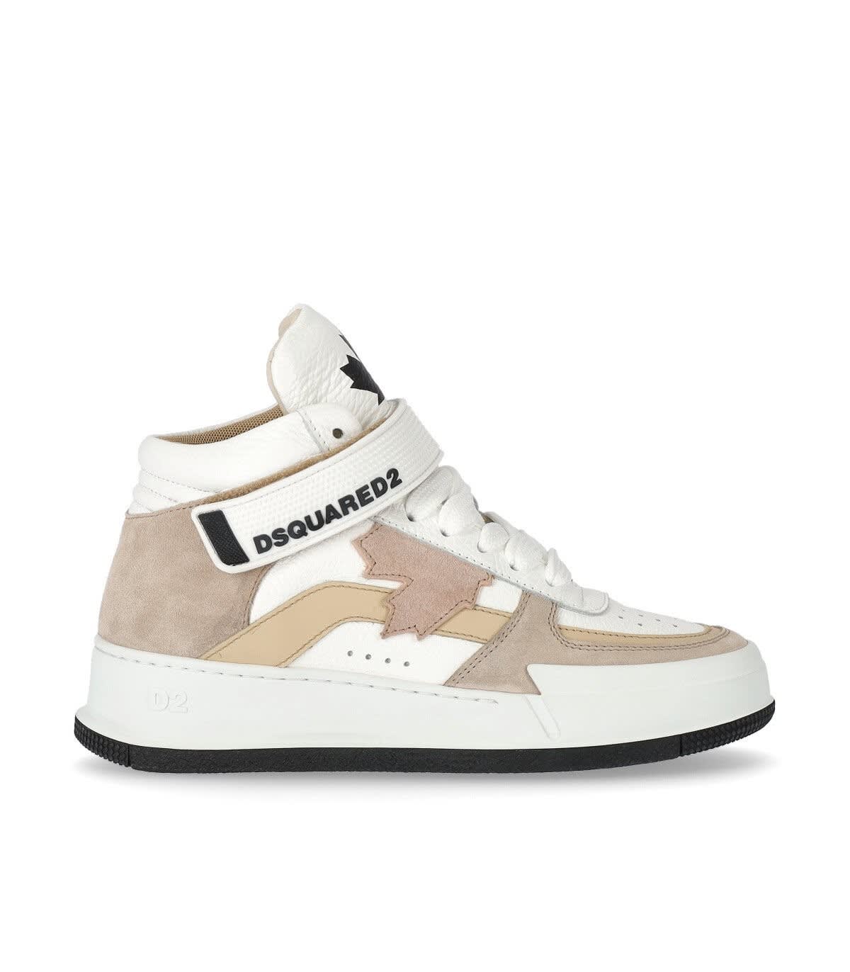 Dsquared2 Canadian White Beige Hi-top Sneaker