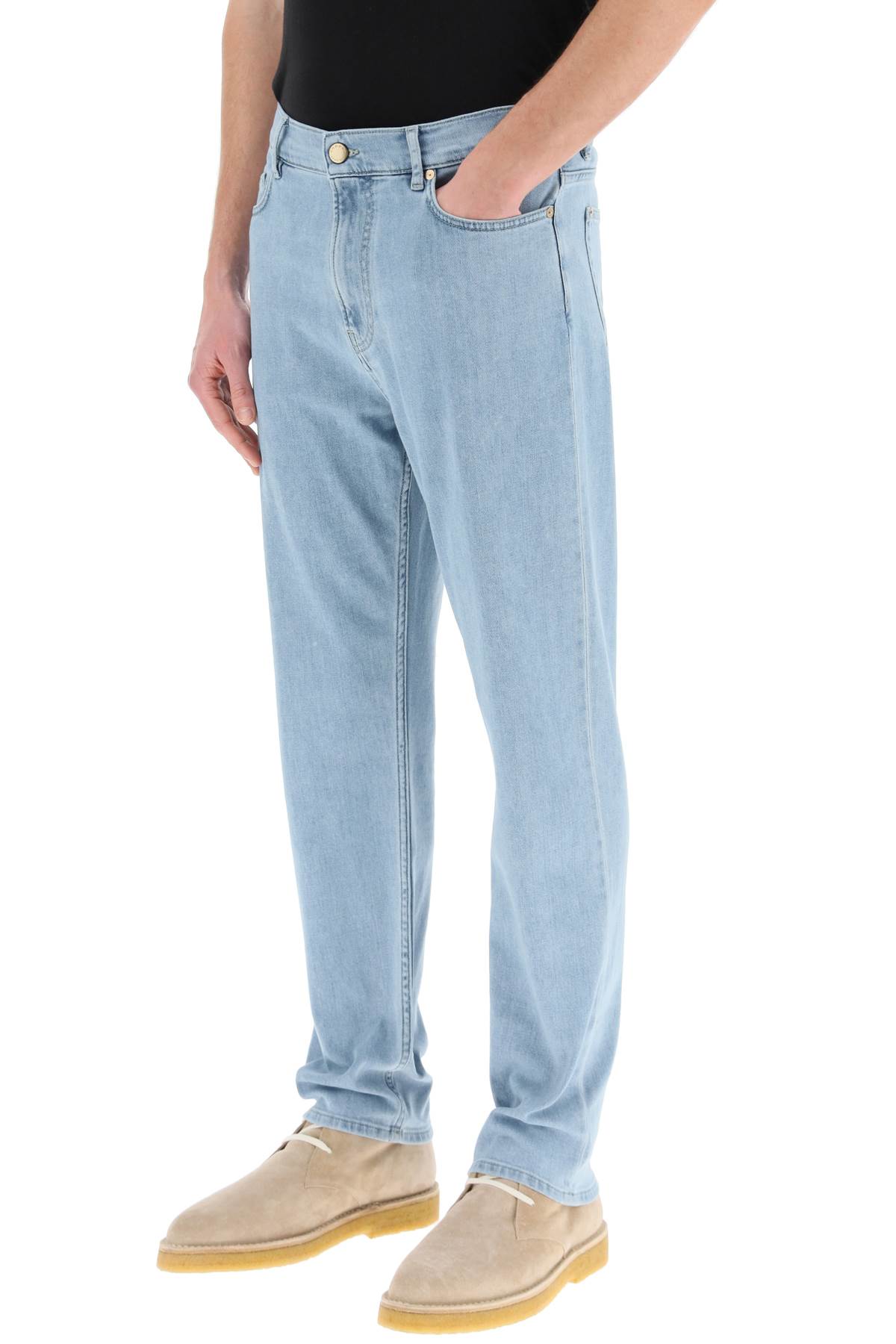 Shop Agnona Five-pocket Soft Denim Jeans In Bleached (blue)