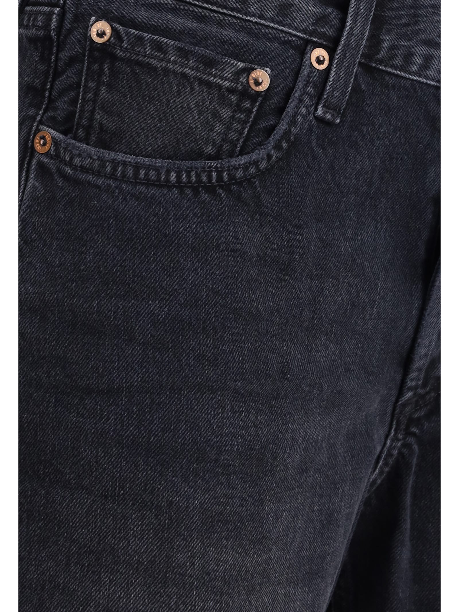 Agolde Womens Bounce (worn Blk Vint) V-waist Mid-rise Denim Shorts In Bounce (worn Blk Vint)