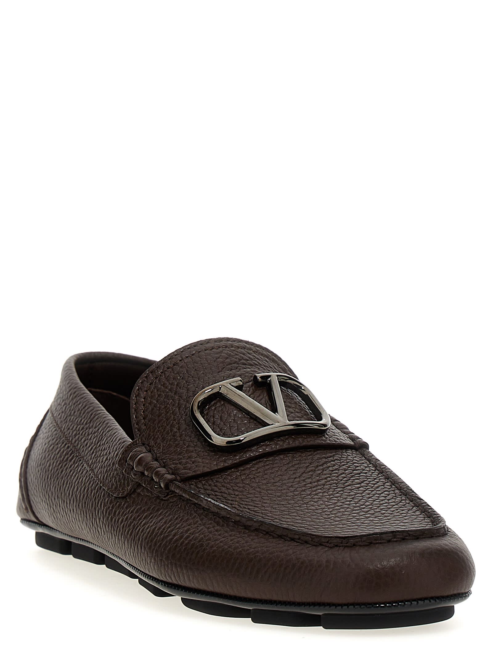 Shop Valentino Garavani Vlogo Signature Loafers In Brown