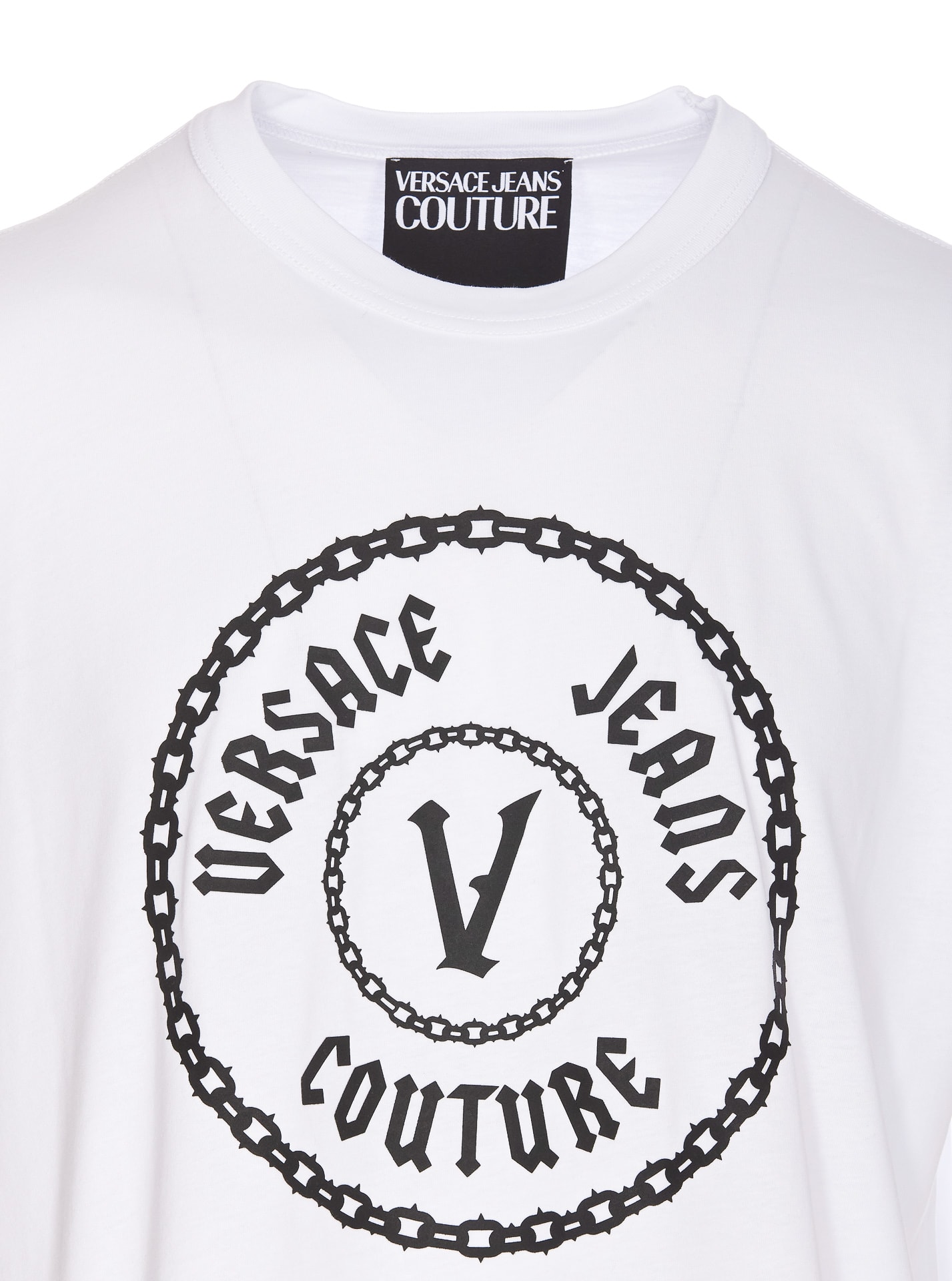 Shop Versace Jeans Couture Vemblem Logo T-shirt In White