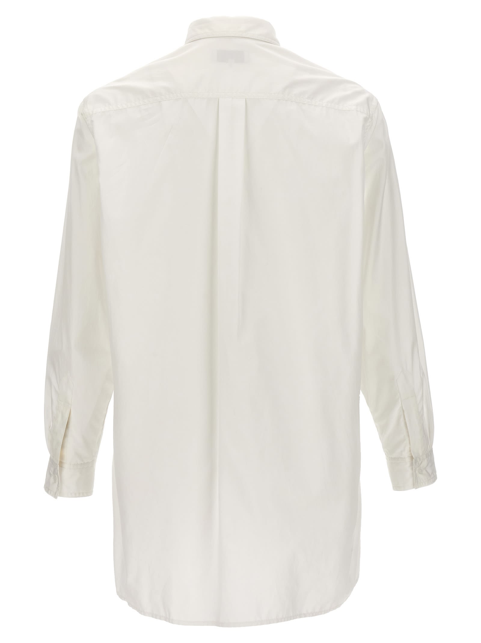 Shop Yohji Yamamoto Z-standard Big Chain Stitch Shirt In White