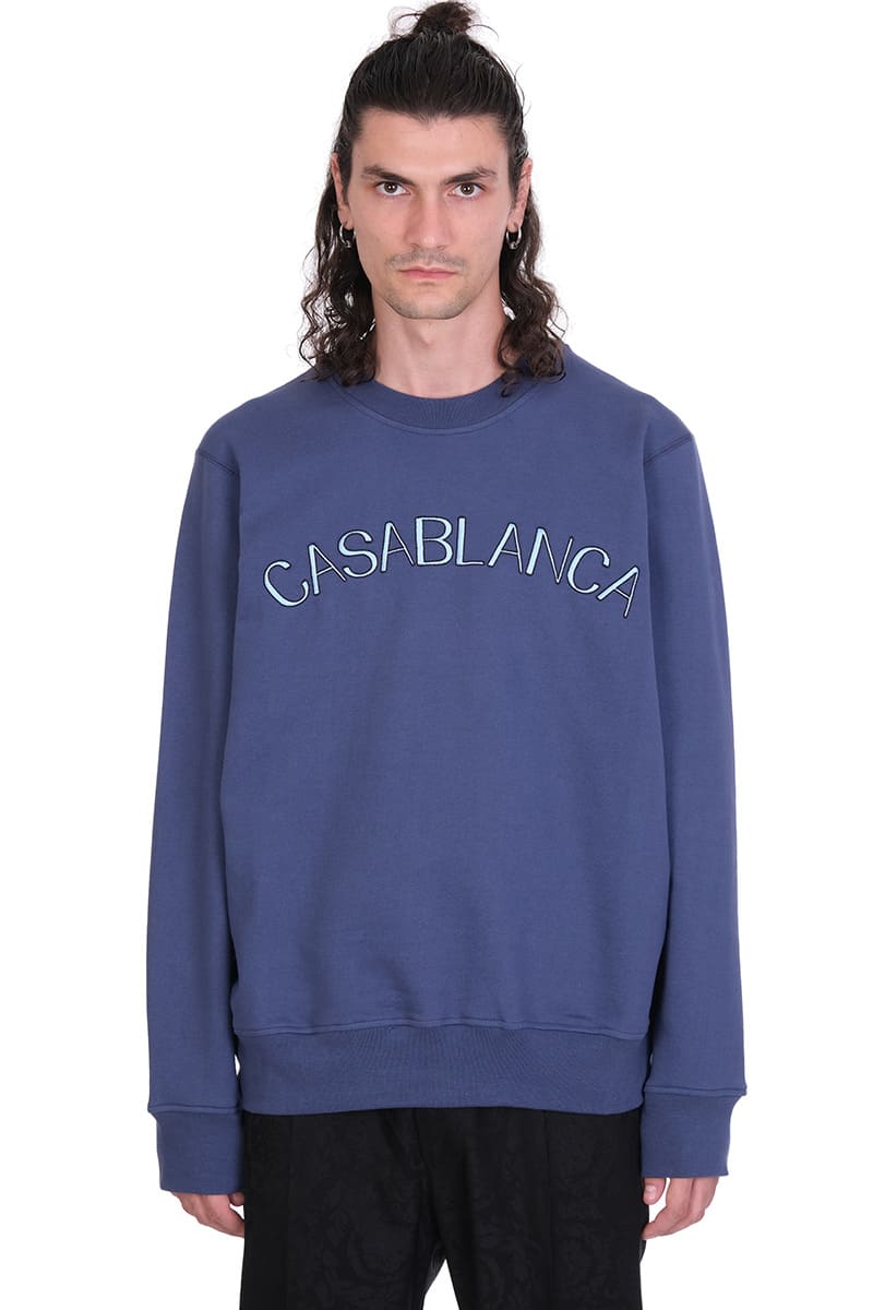 Shop Casablanca Sweatshirt In Blue Cotton