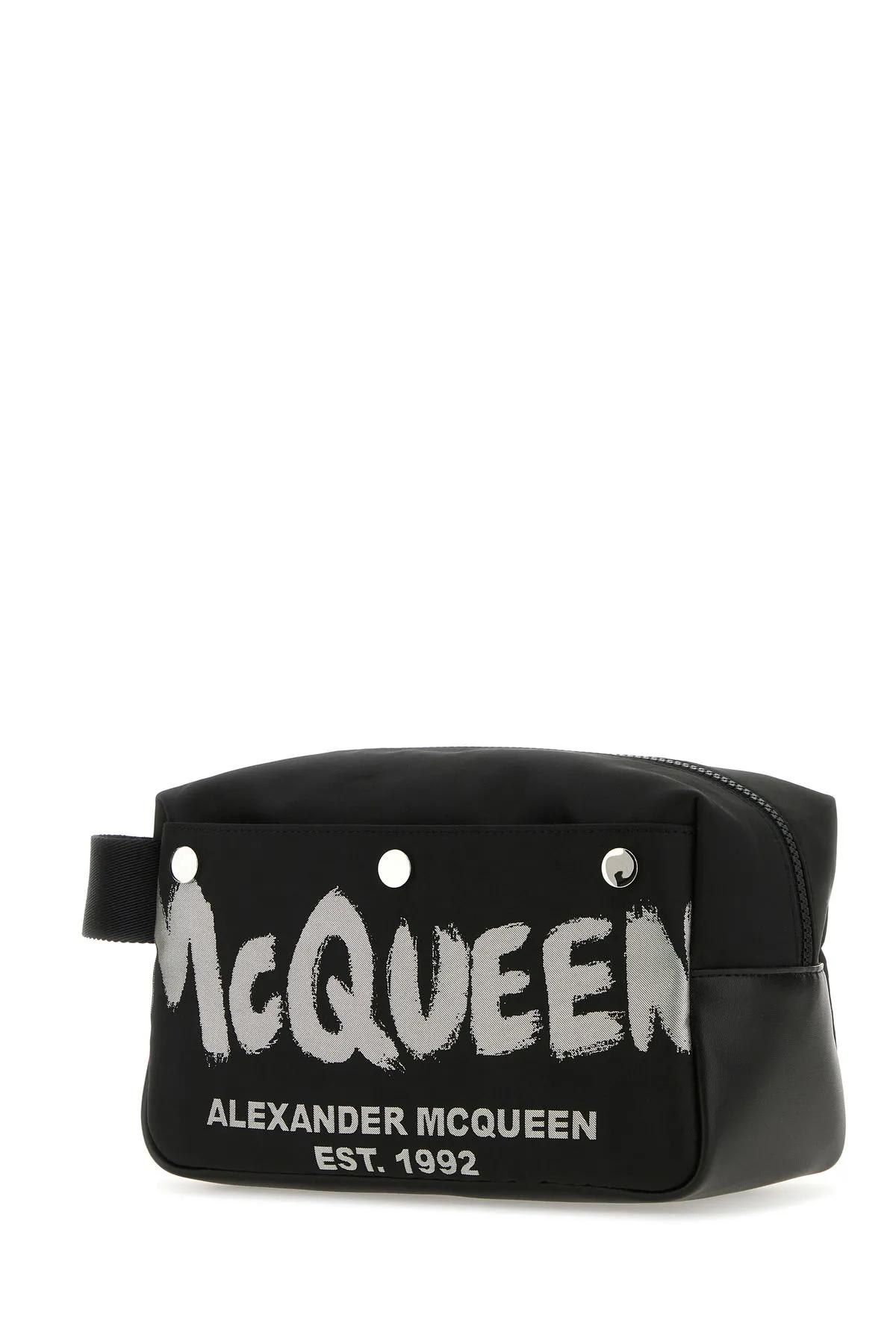 Shop Alexander Mcqueen Black Fabric Mcqueen Graffiti Beauty Case