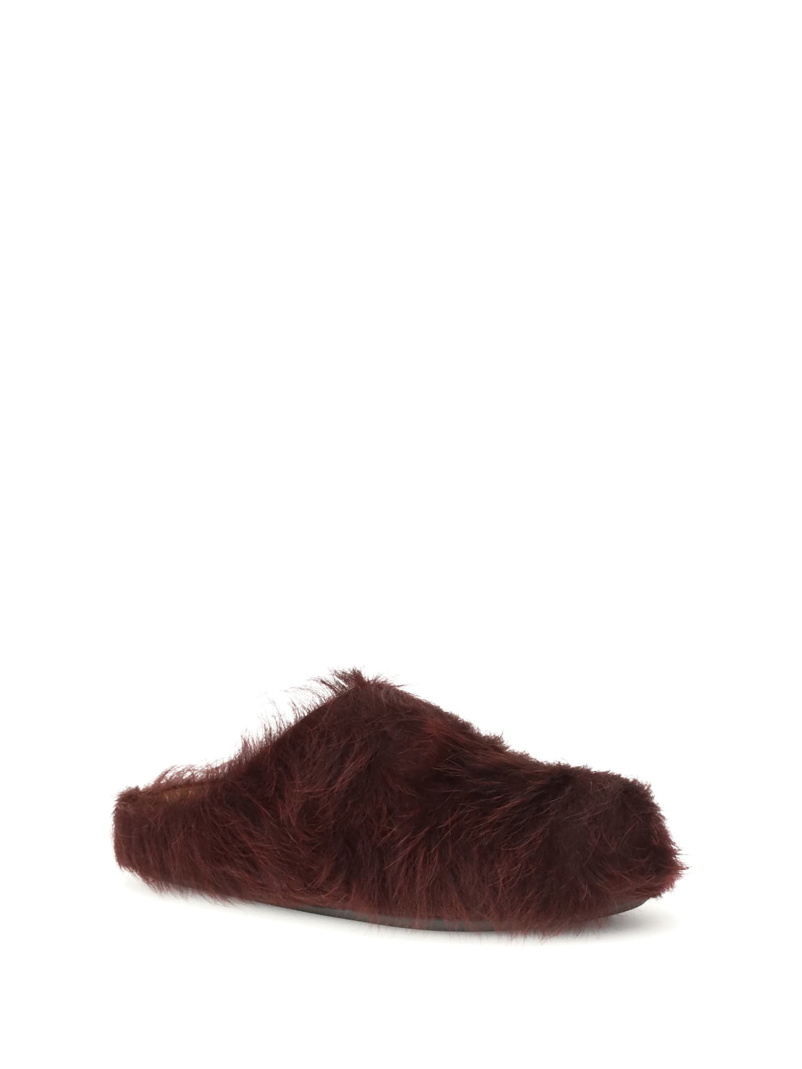 Marni Women Long-haired Calfskin Fussbett Mules In Brown