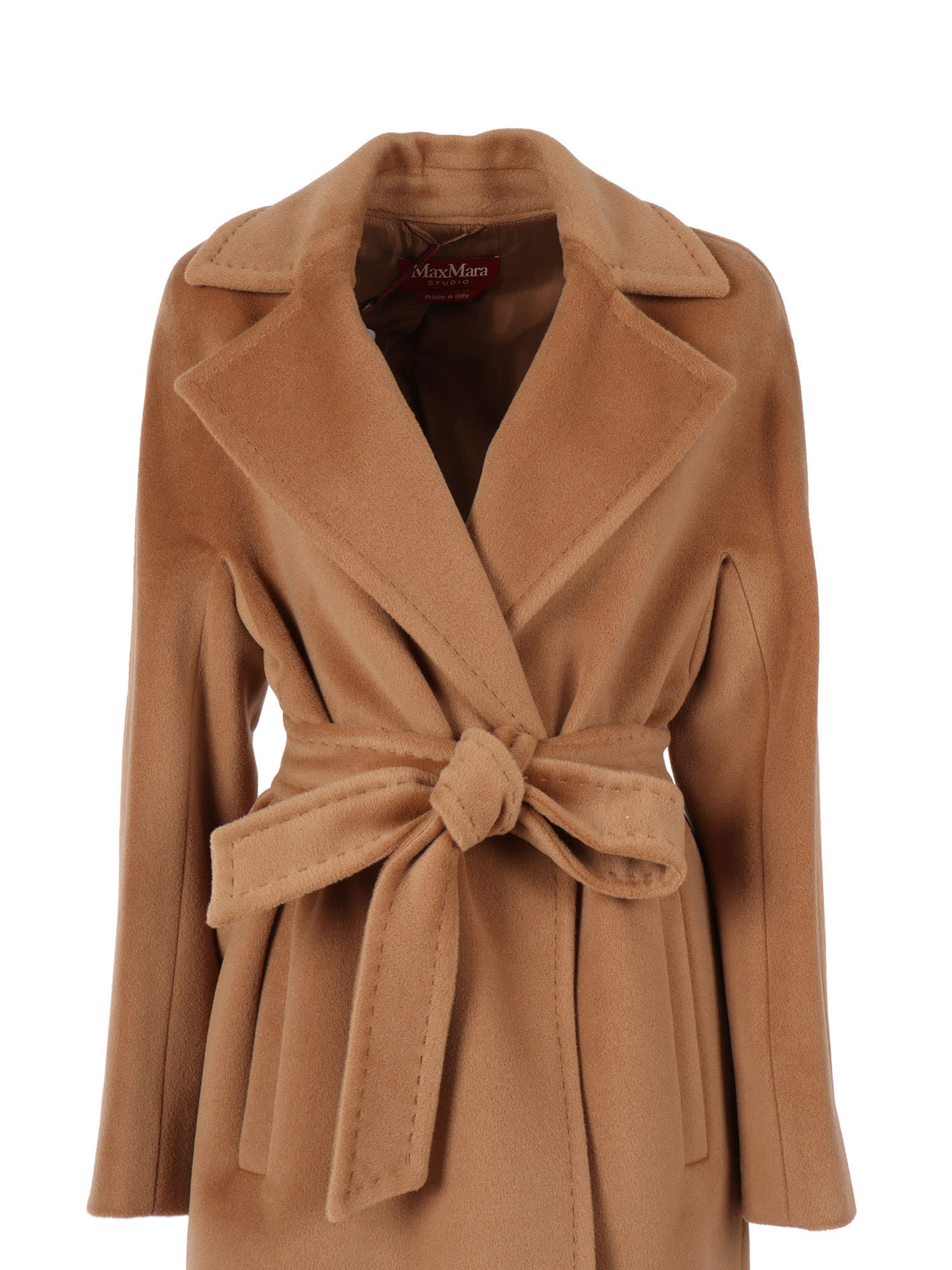 Max Mara Canneti Double Breasted Wool-cachemere Double Drap Long Coat Coats Brown In Brown