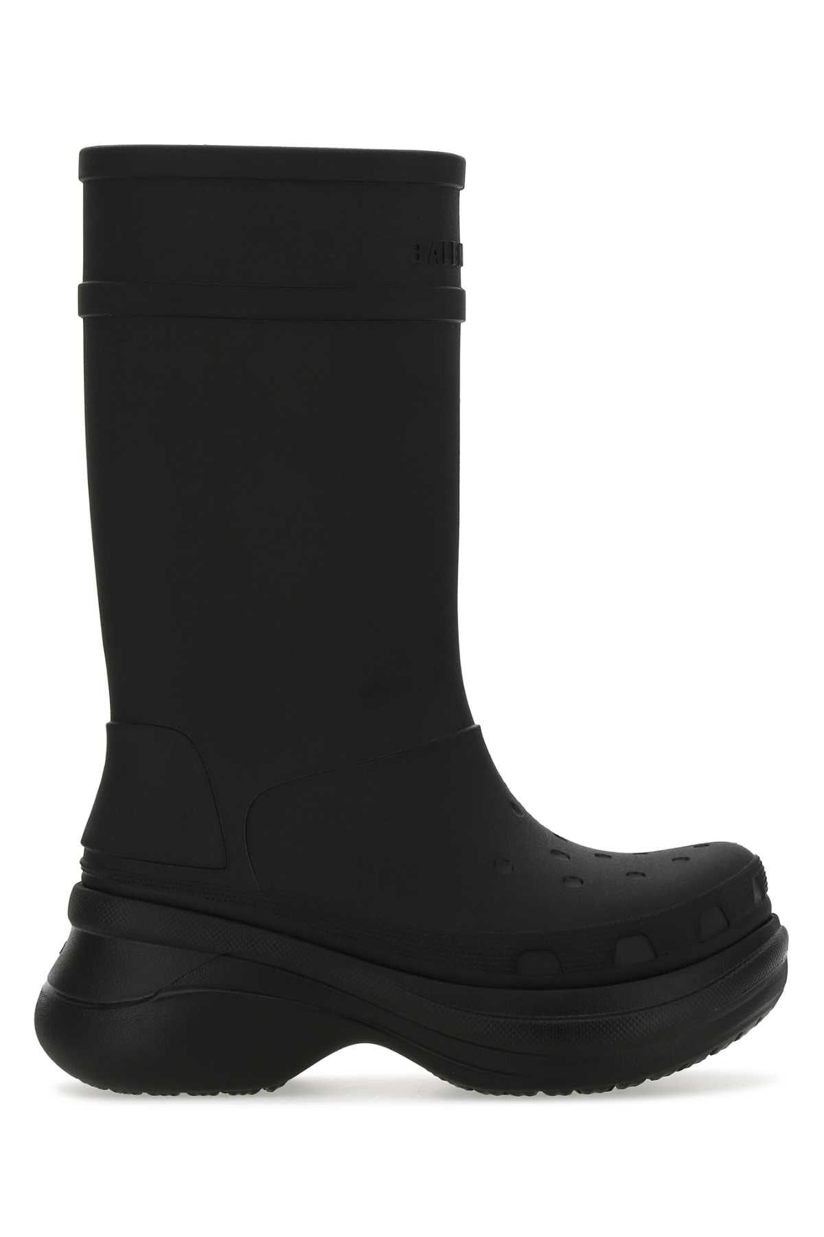 Shop Balenciaga Black Rubber Crocs Boots In 1000