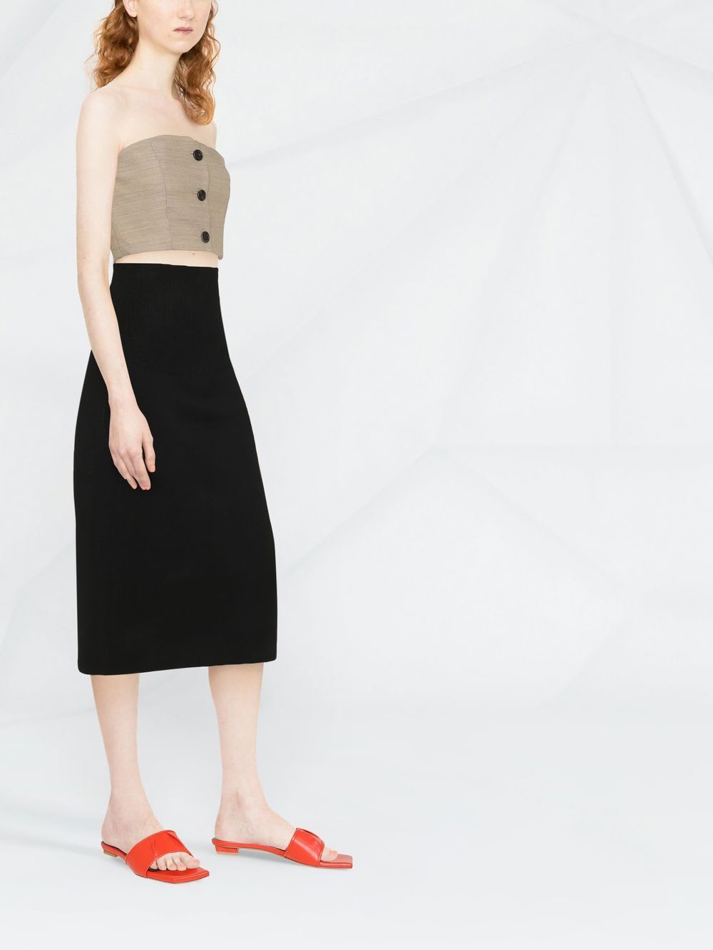 Victoria Beckham Fitted Midi Skirt In Black
