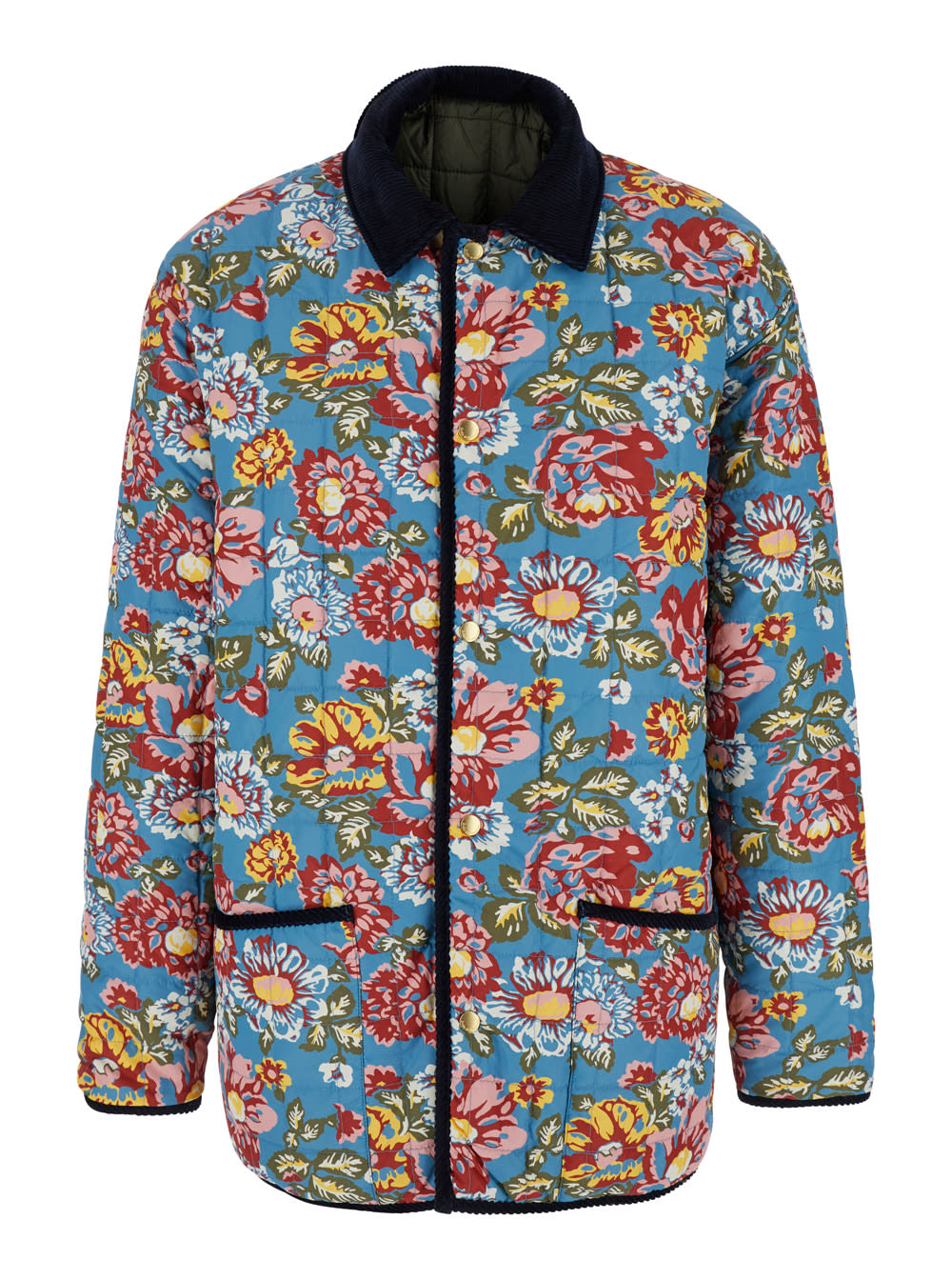 Drôle De Monsieur 'la Veste Matelassée' Green Reversible Jacket With Embroidered Logo On The Front In Green
