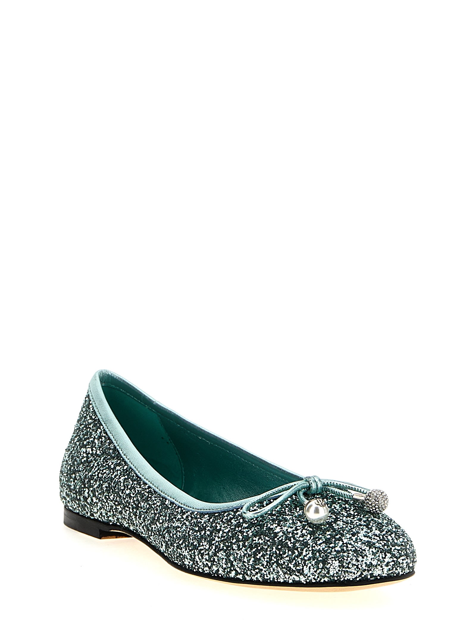 Jimmy Choo Elme Bow Detailed Ballet Flats In Green