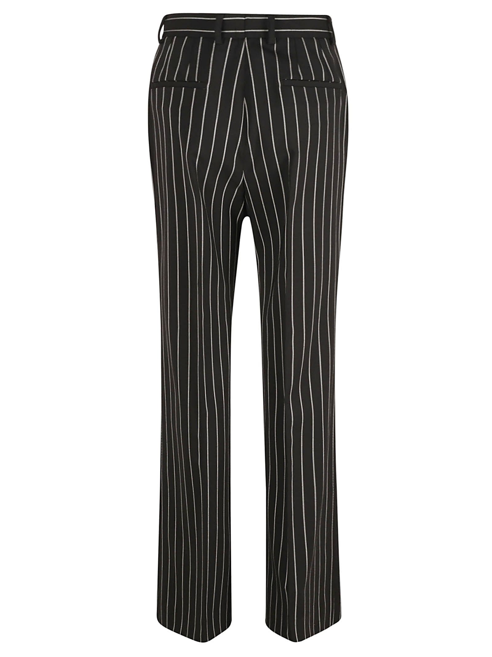 Dolce & Gabbana Pinstripe High Waist Trousers In Gray