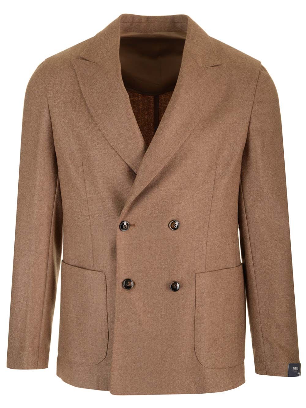 Shop Barba Napoli Easy Double Breasted Jacket In Brown