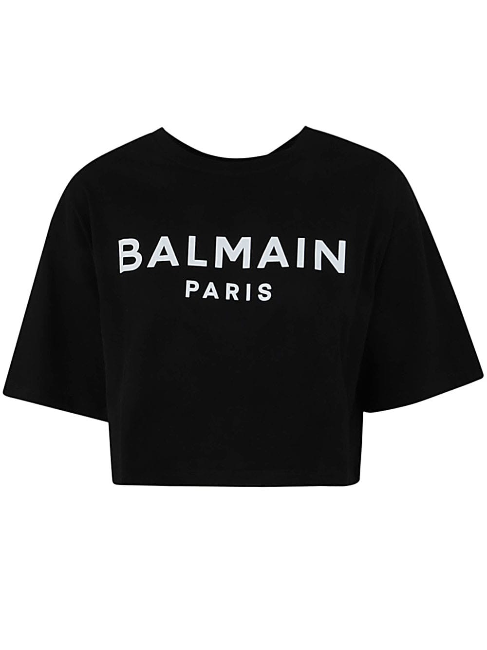 Balmain Printed Cropped T-shirt In Eab Noir Blanc