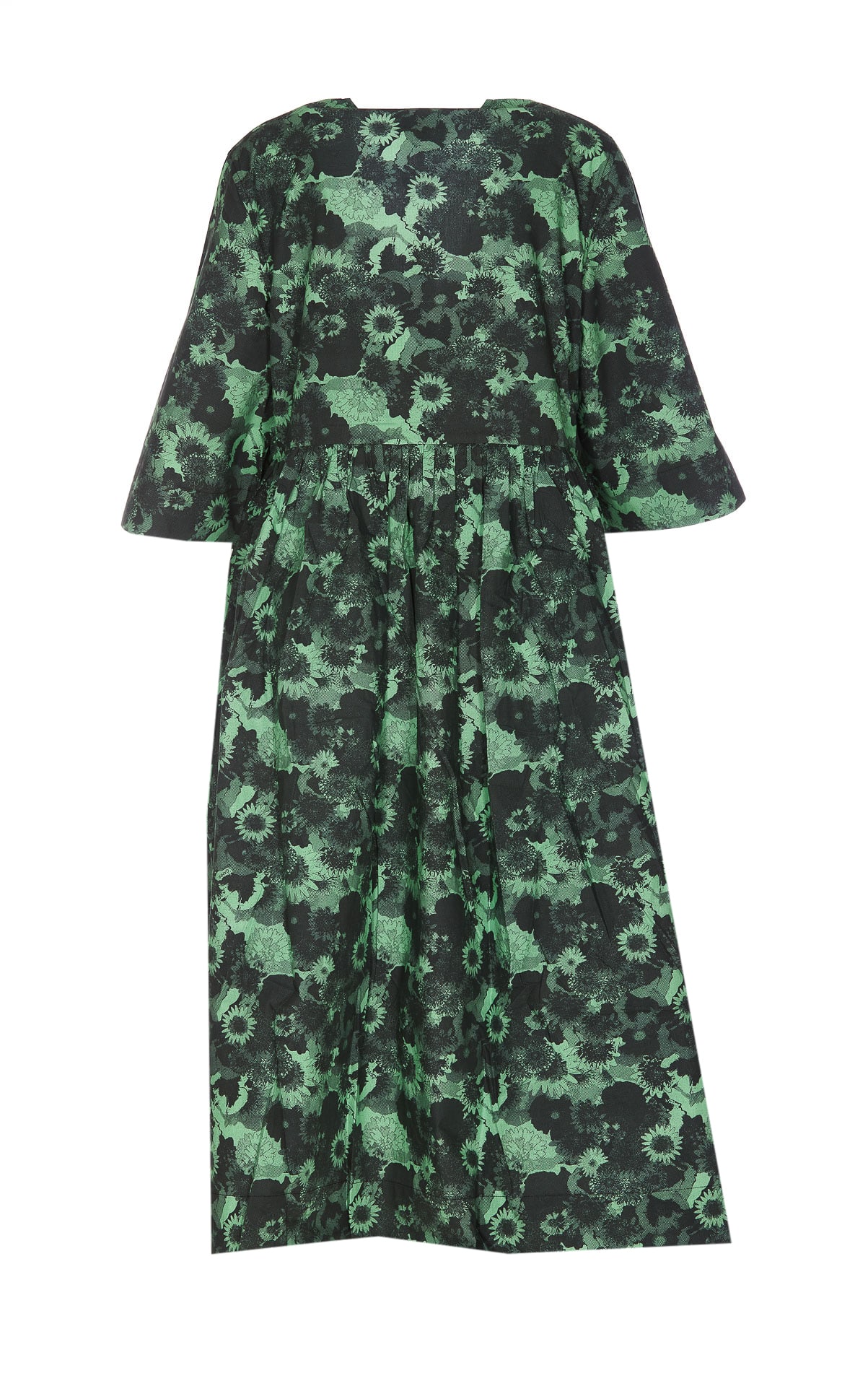 Shop Ganni Seersucker Check Maxi Smock Dress In Green