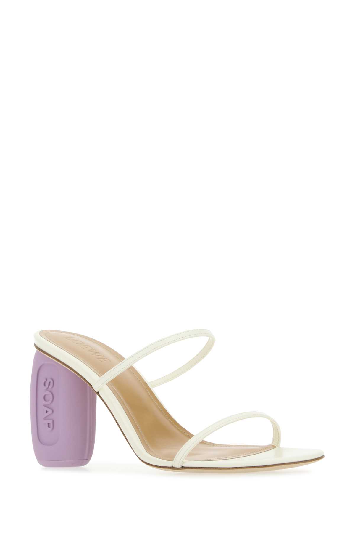Shop Loewe Ivory Leather Soap Mules In Whitelavender