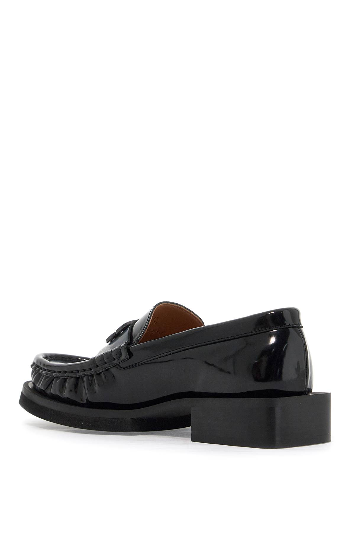 Shop Ganni Butterfly Logo Loafers In Black (black)