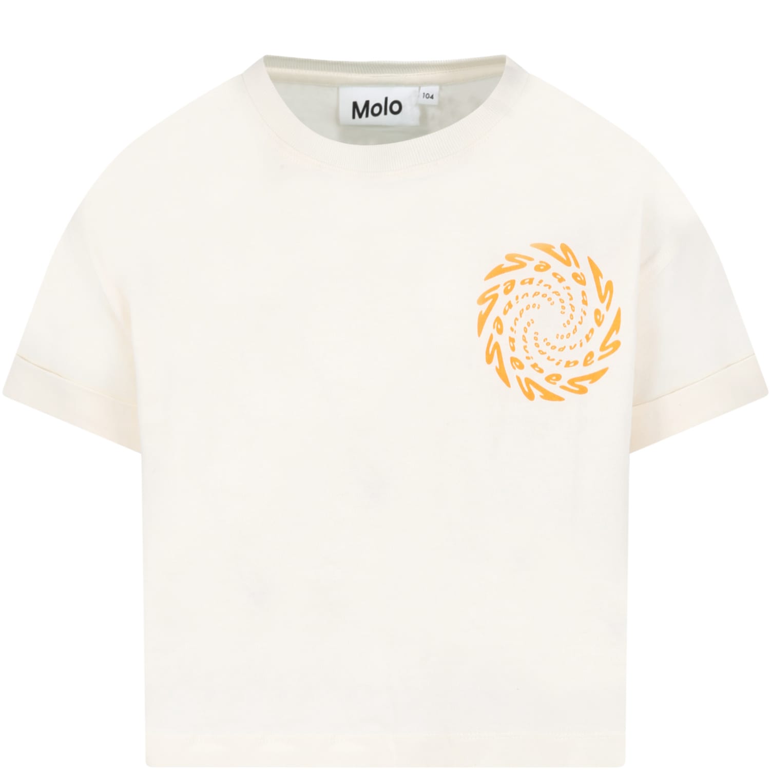 Molo Ivory T-shirt For Girl With Writings