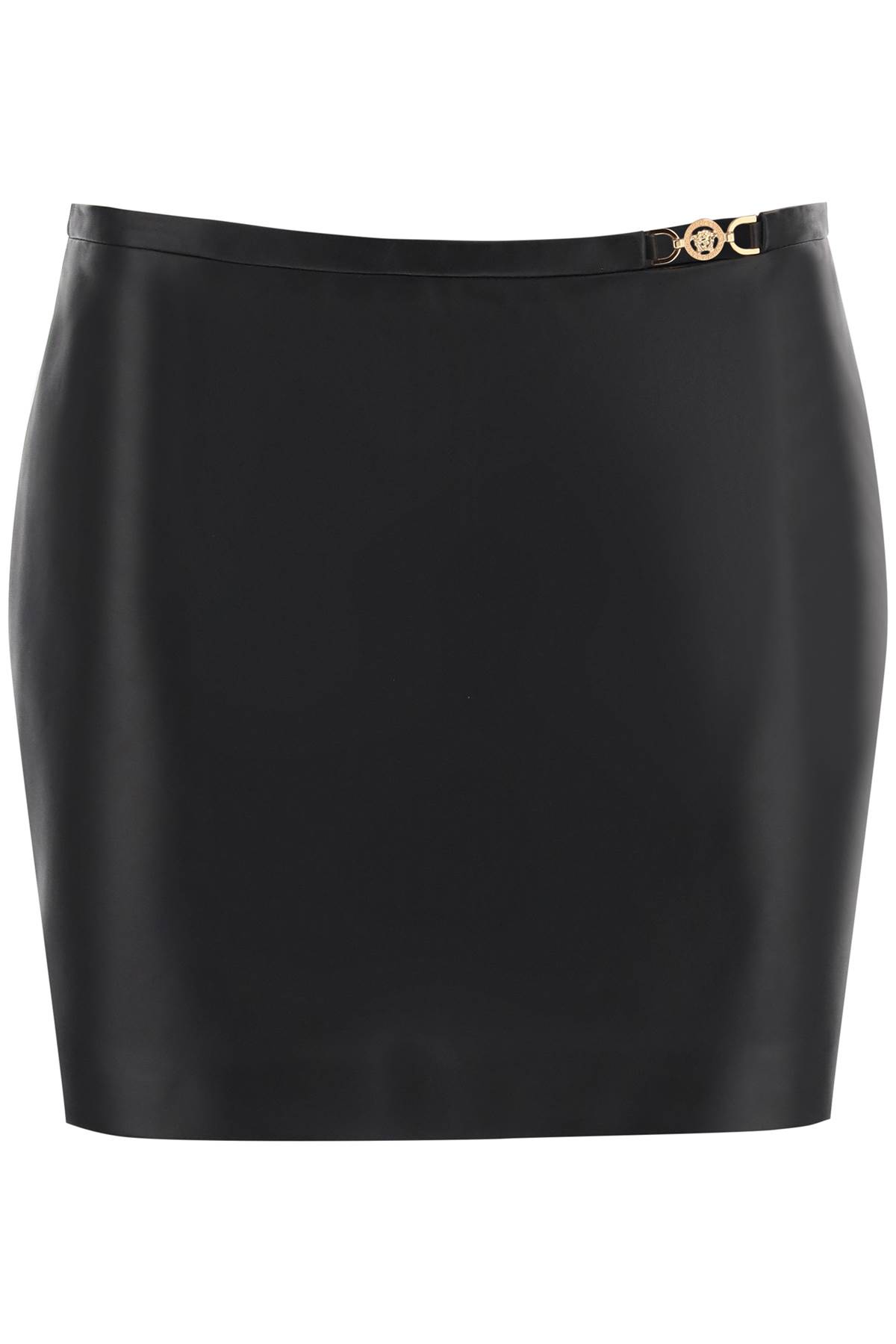 Shop Versace Medusa 95 Leather Mini Skirt In Black