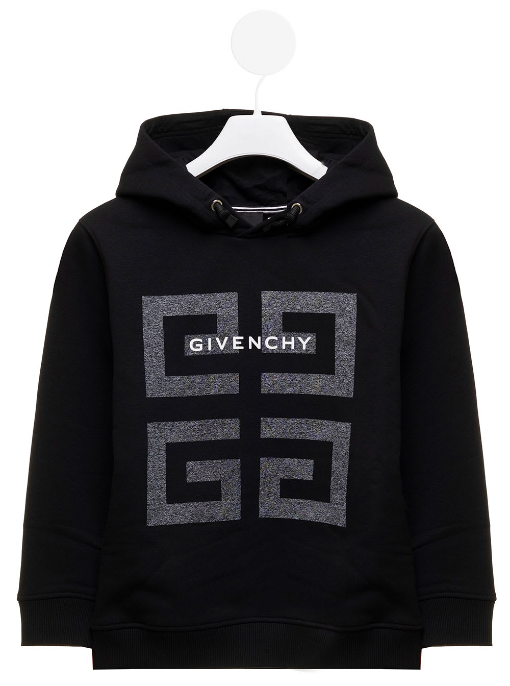 Black Jersey Hoodie With Givenchy Kids 4g Logo Print