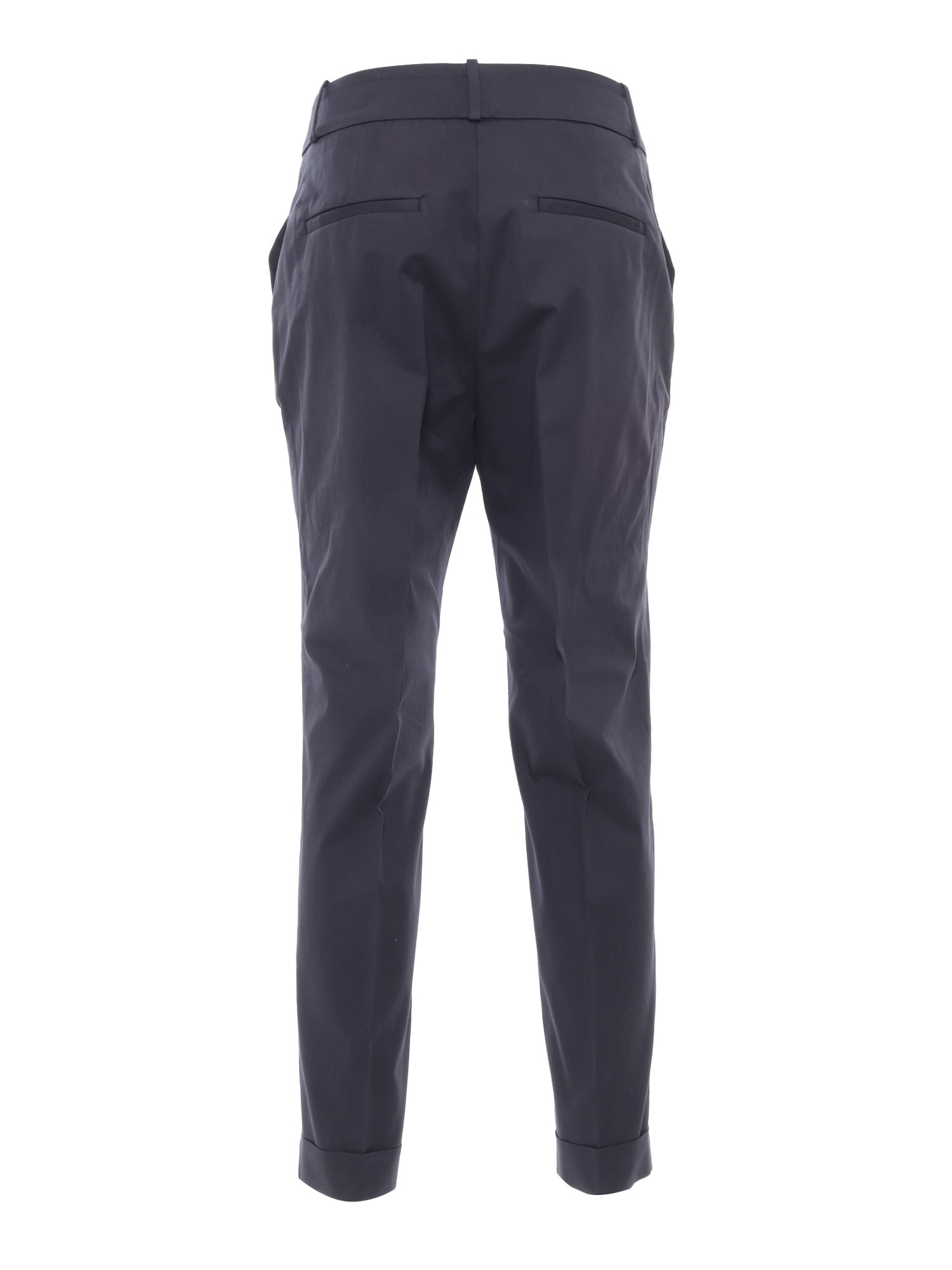 Peserico Pleated Zipper Casual Pants In Blue